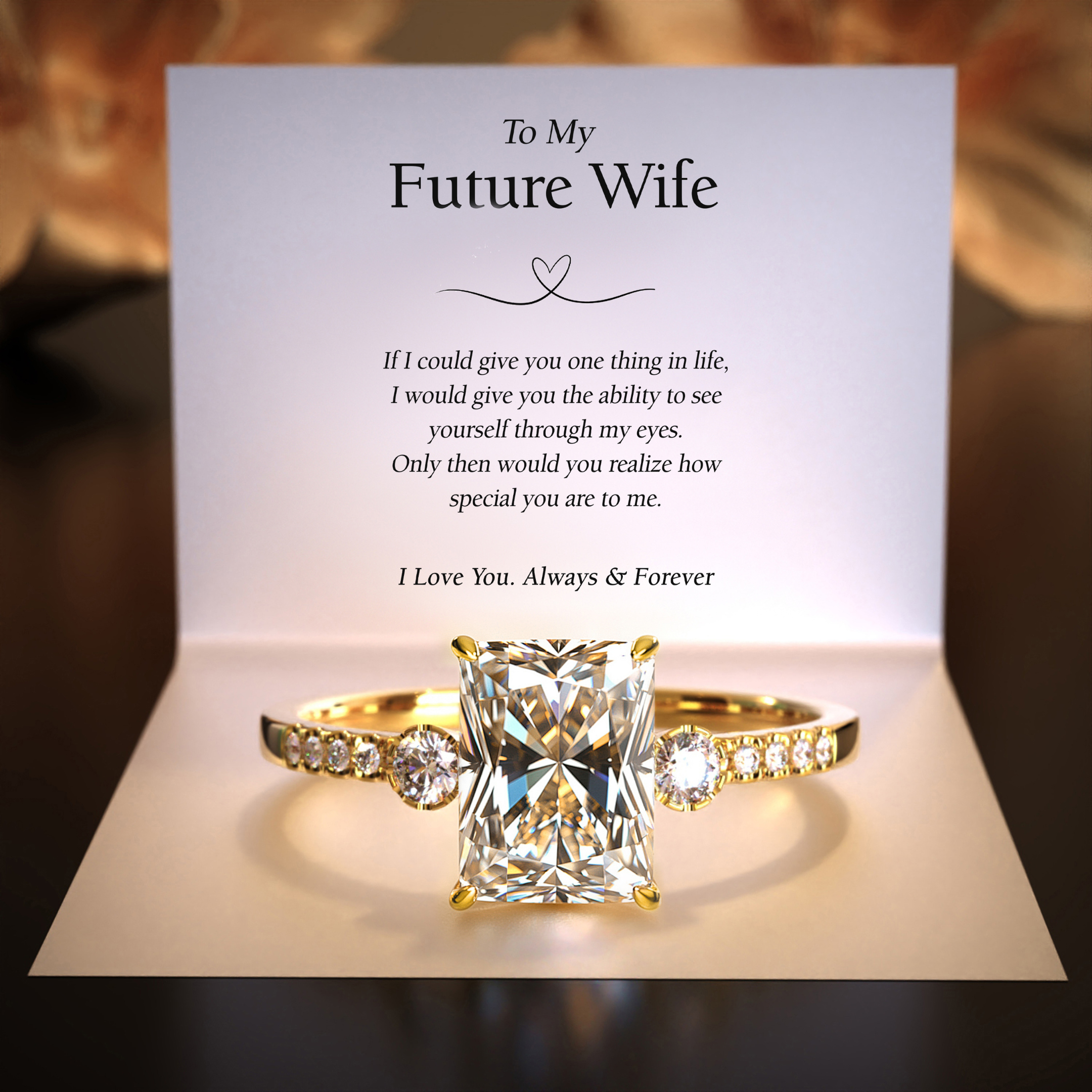The Luna | To My Future Wife — Radiant Cut Moissanite Ring