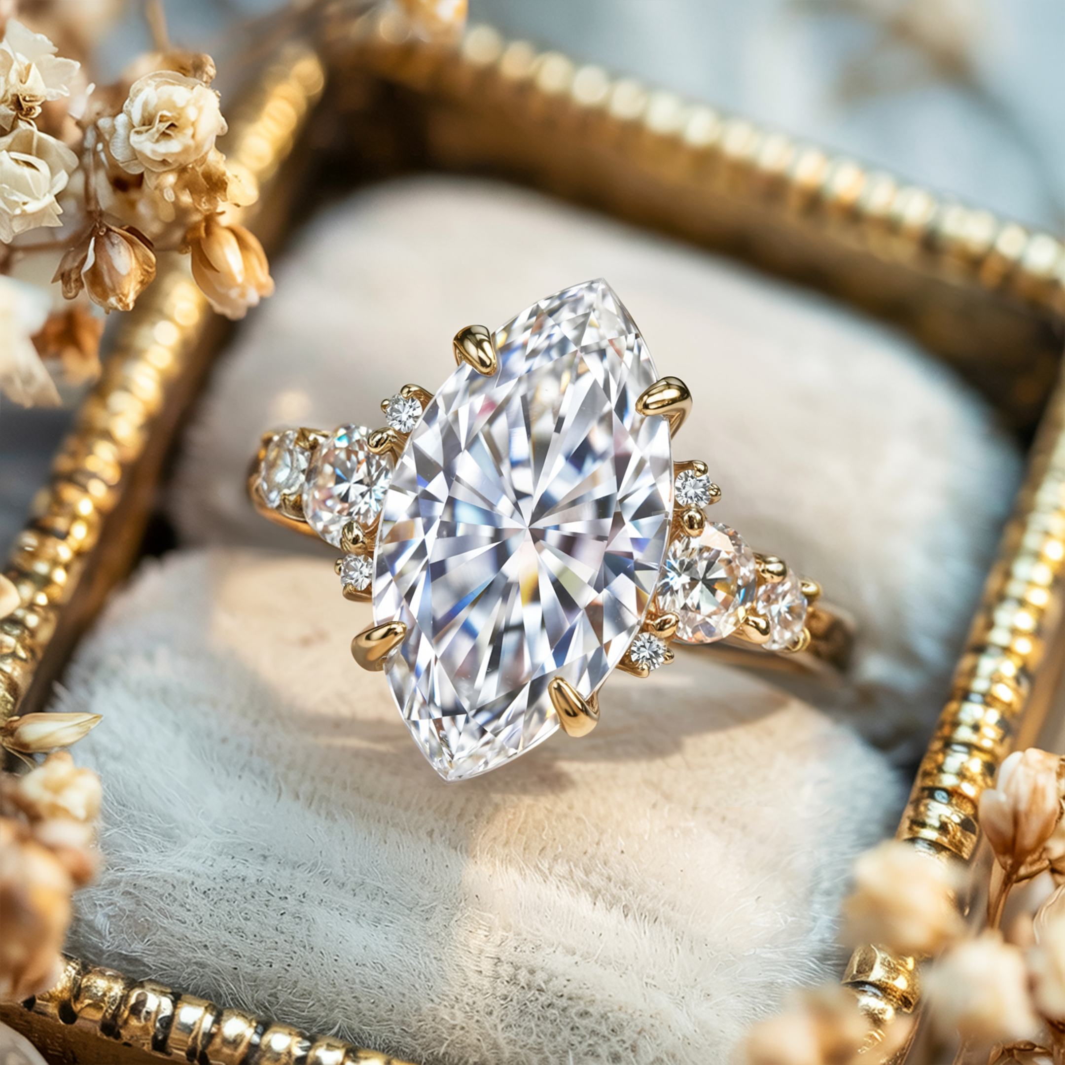 The Bella Jewel Marquise Cut Moissanite Ring