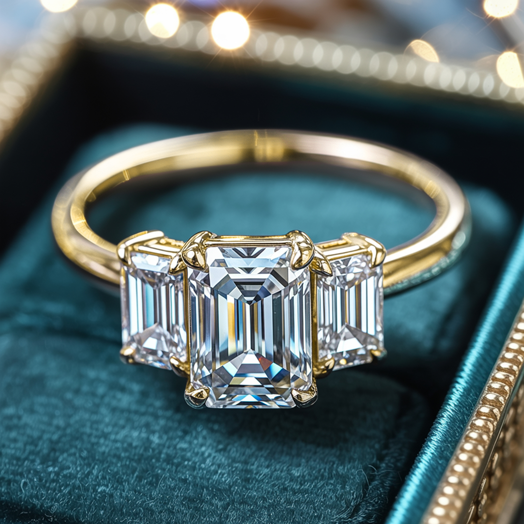 The Adelina Rae – Three-Stone Moissanite Ring
