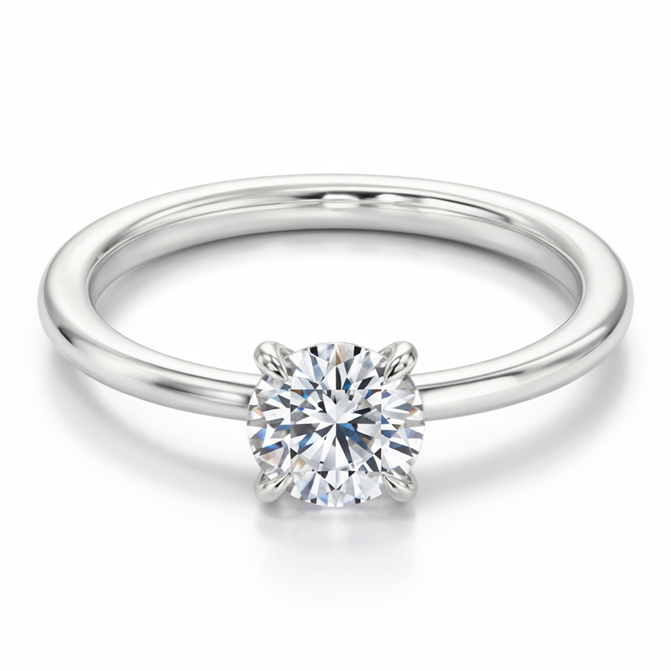 1CT Round Cut Solitaire Moissanite Ring