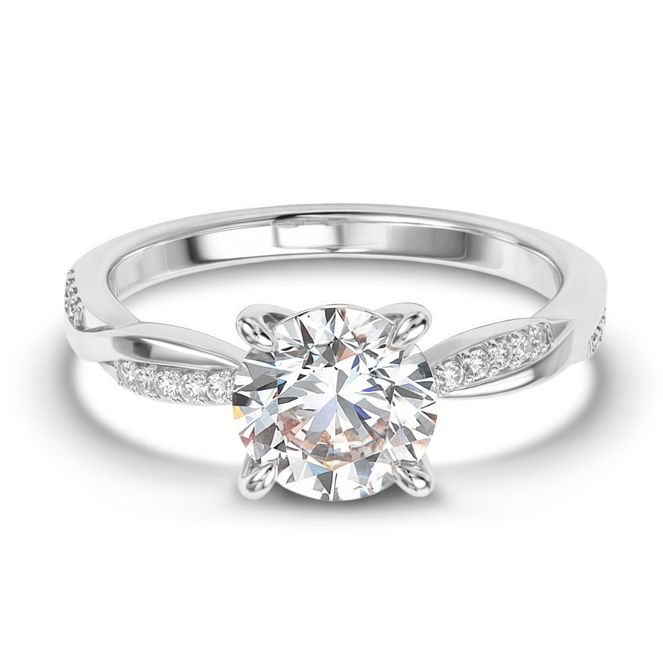 Twisted Band 4CT Round Cut Moissanite Ring