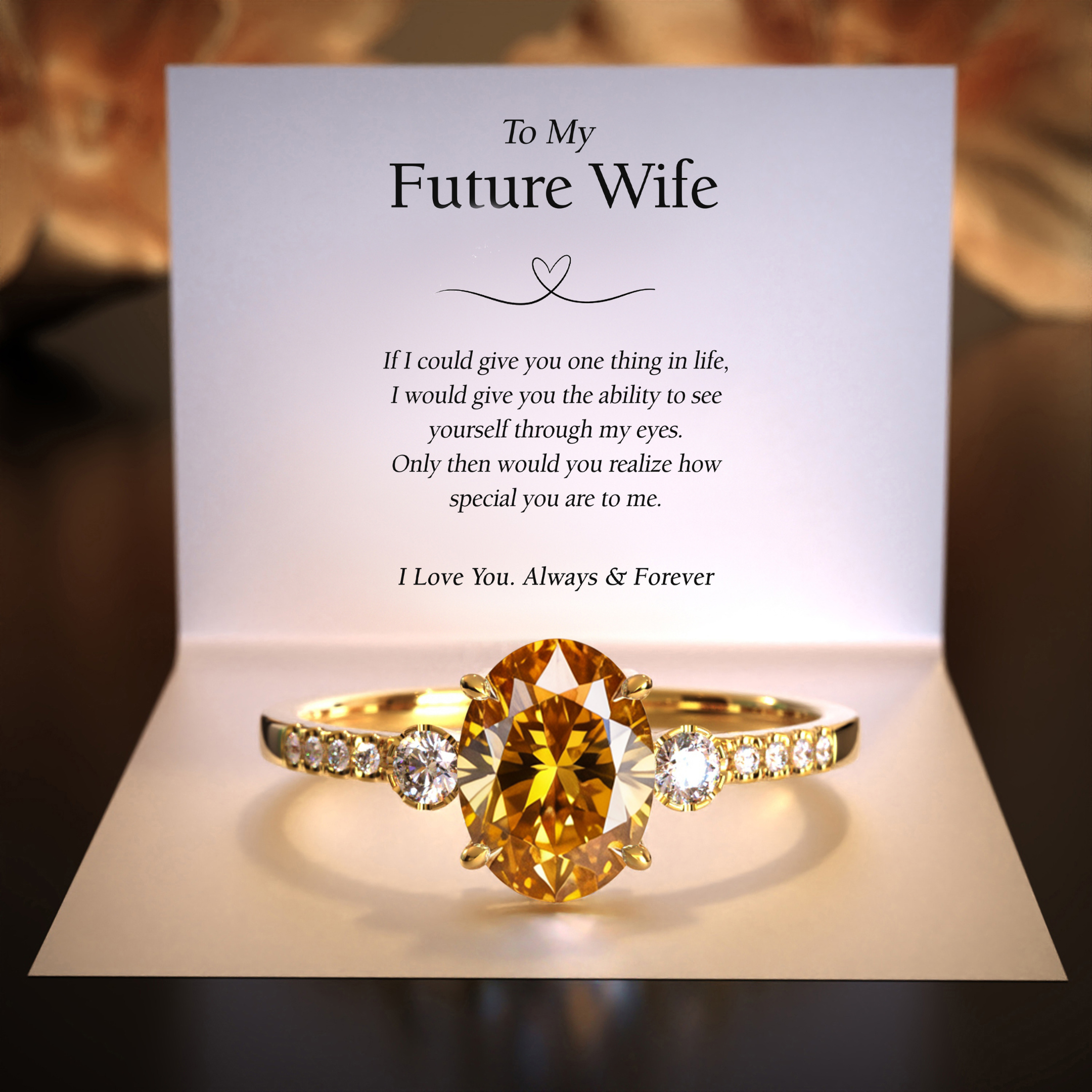 The Luna | To My Future Wife | 2CT Oval Cut Yellow Moissanite Ring