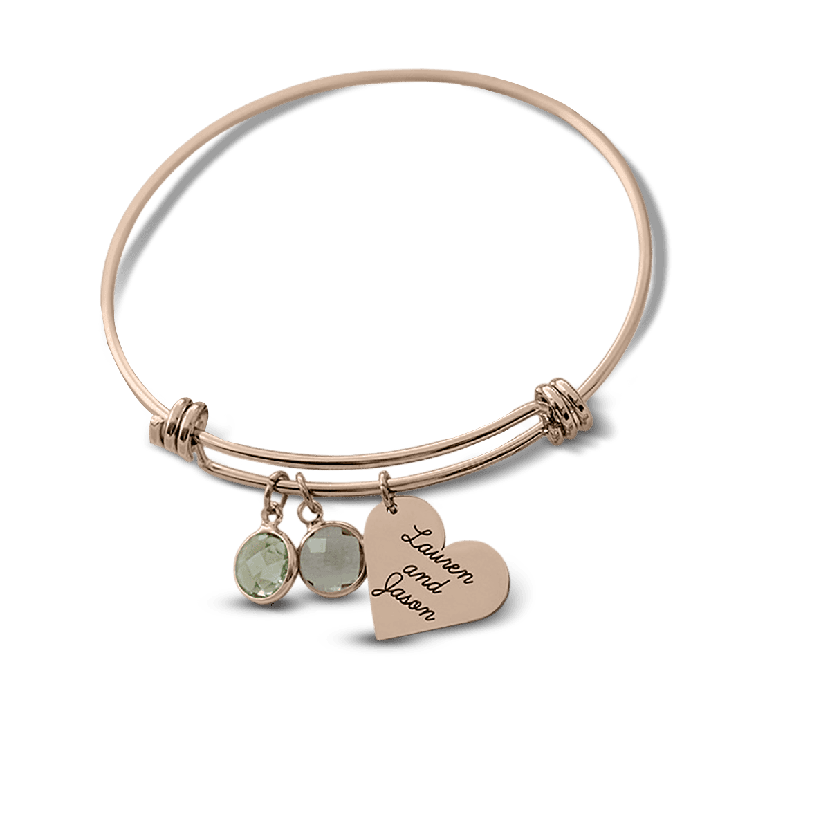 Pulsera personalizada con dijes grabados con piedras de nacimiento - Acero inoxidable