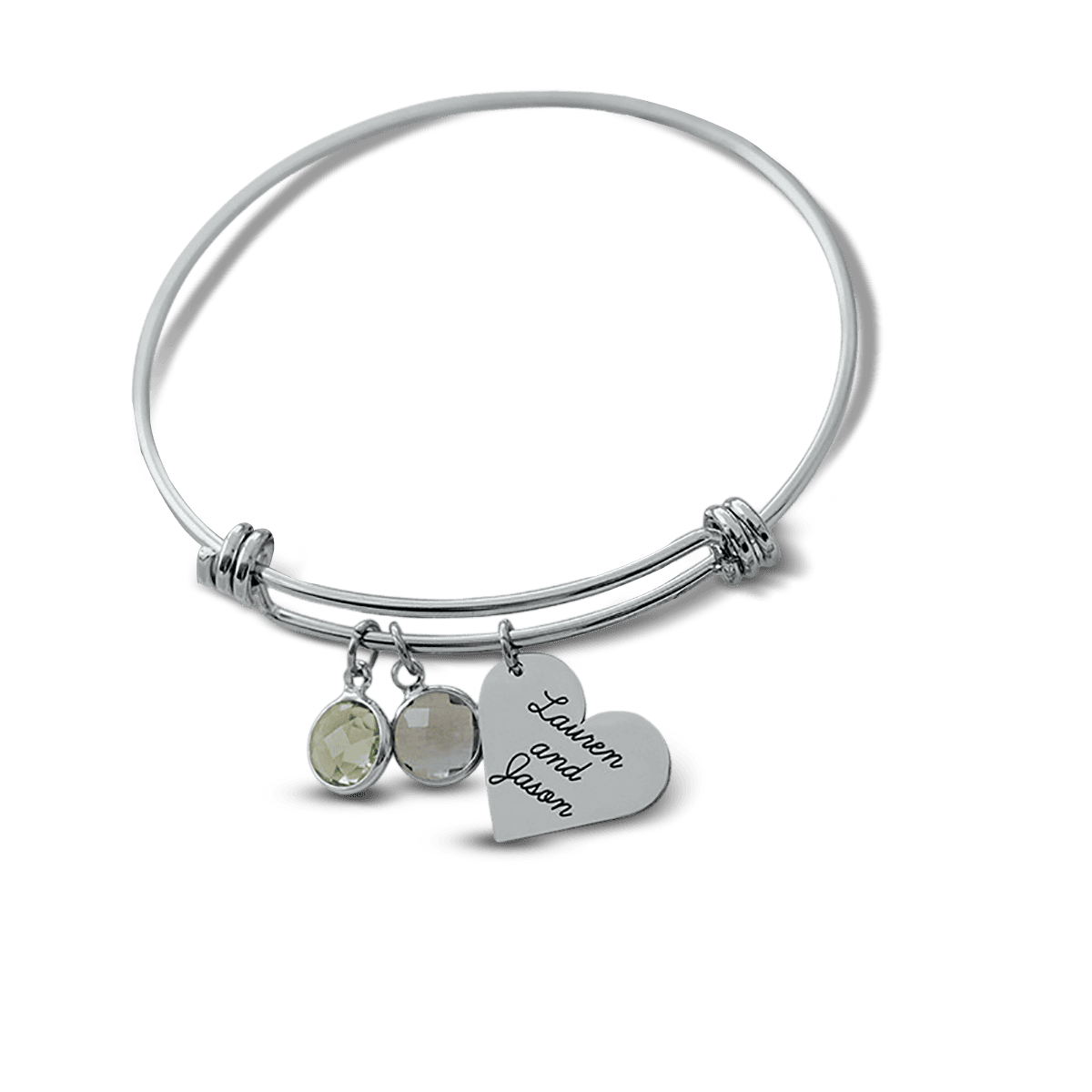 Pulsera personalizada con dijes grabados con piedras de nacimiento - Acero inoxidable