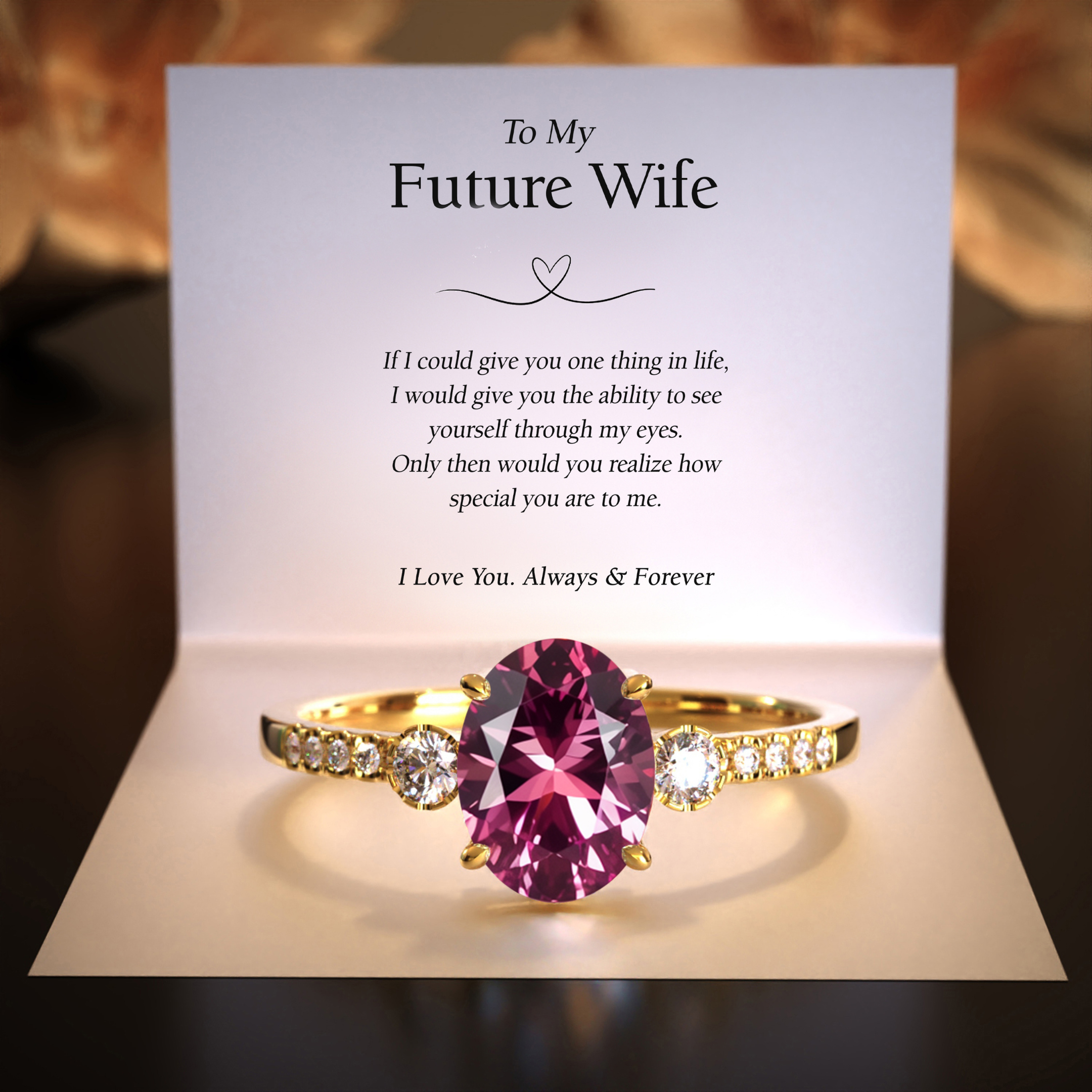 The Luna 2CT Oval Cut Pink Moissanite Ring | To My Future Wife