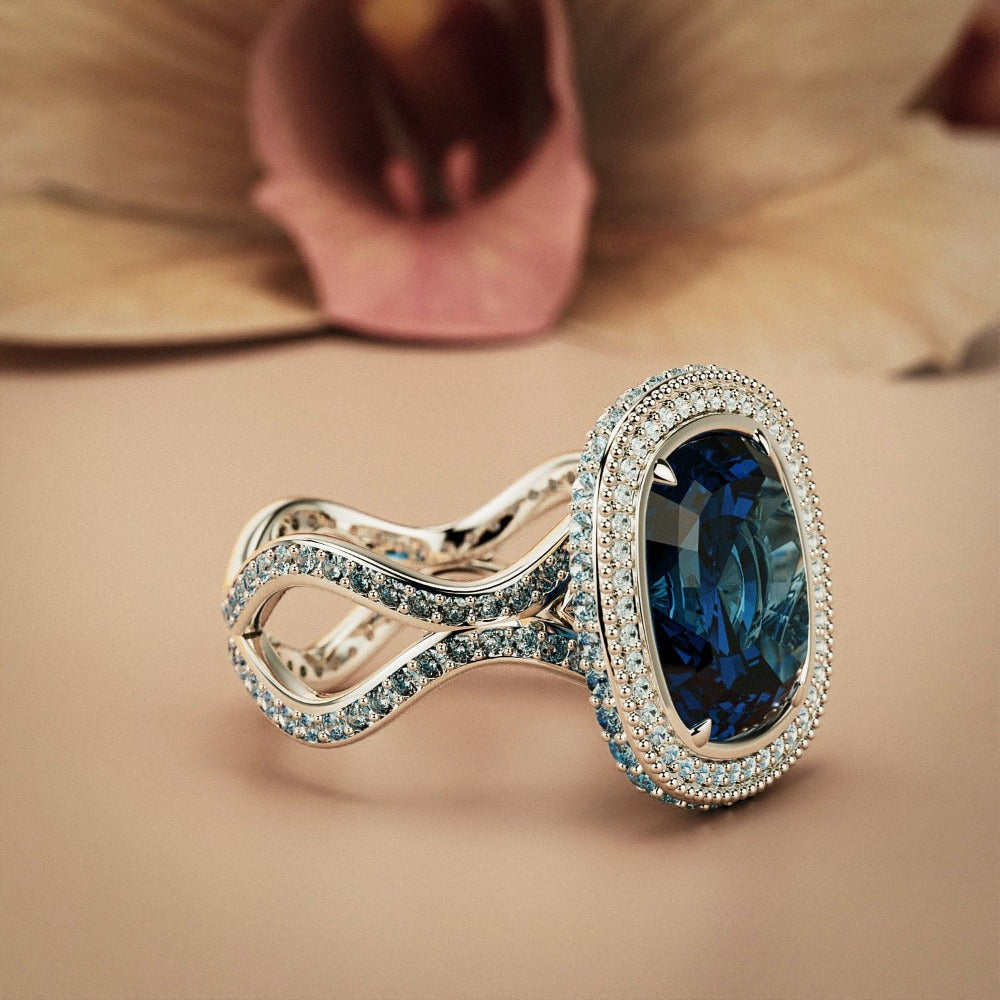 Sapphire Essence: Opal-Cut Infinity Ring - S925 Sterling Silver