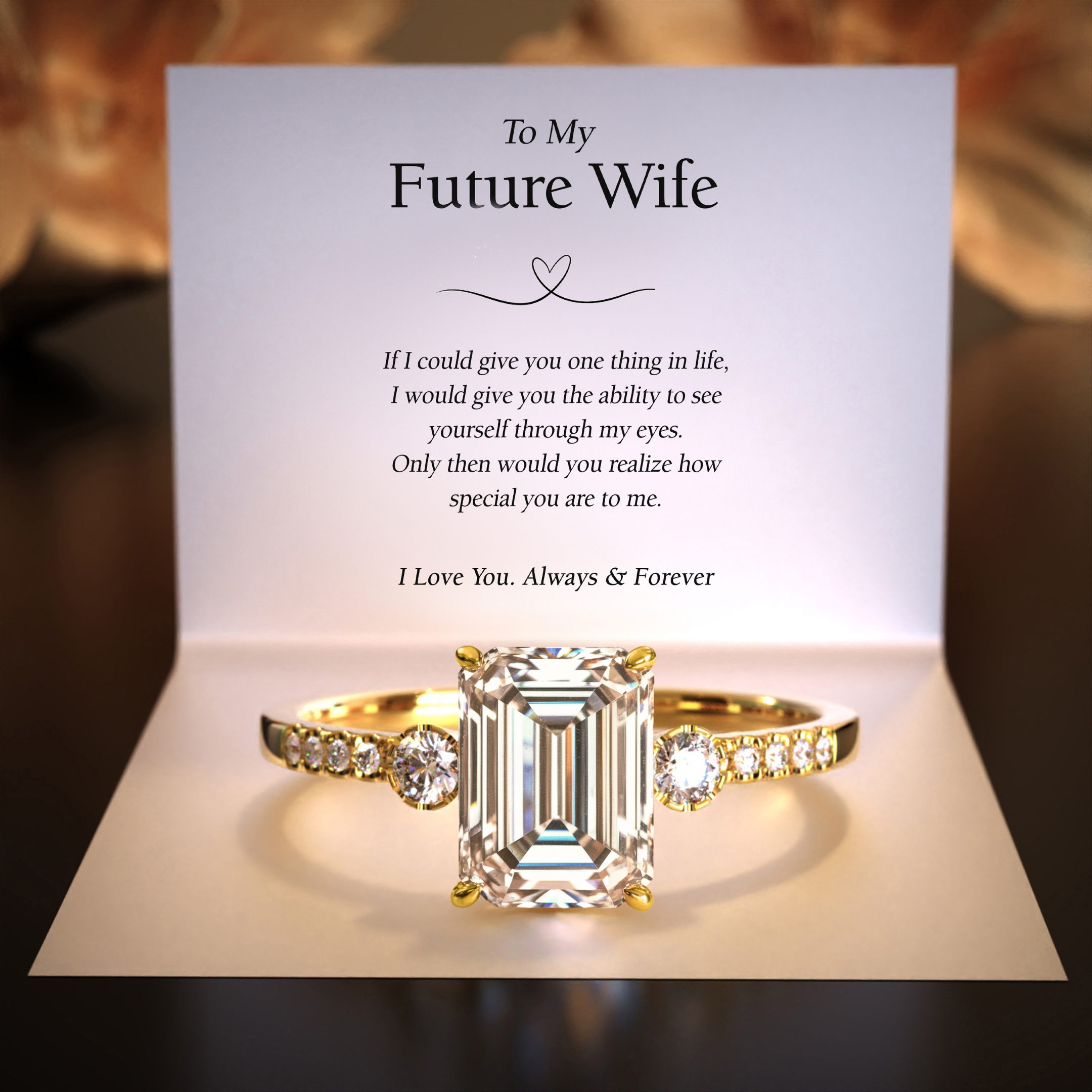 The Luna | To My Future Wife — Emerald Cut Moissanite Ring
