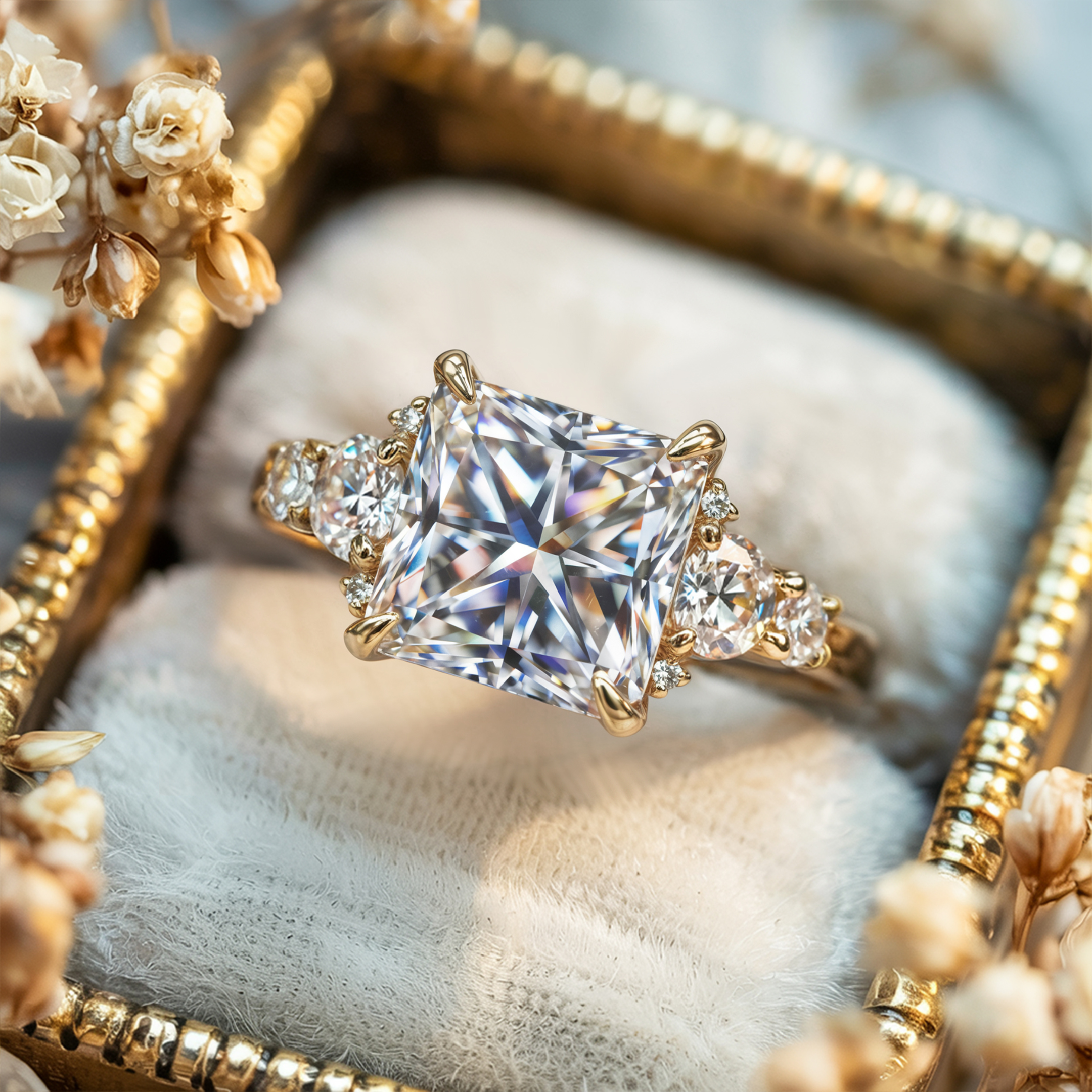 The Bella Jewel Princess Cut Moissanite Ring