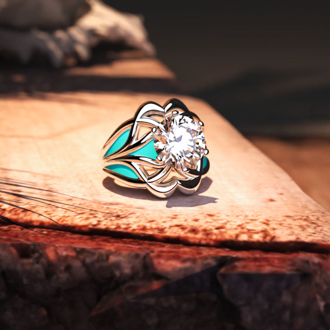 The Ocean Star: anillo de diamantes éticos - Plata de ley S925