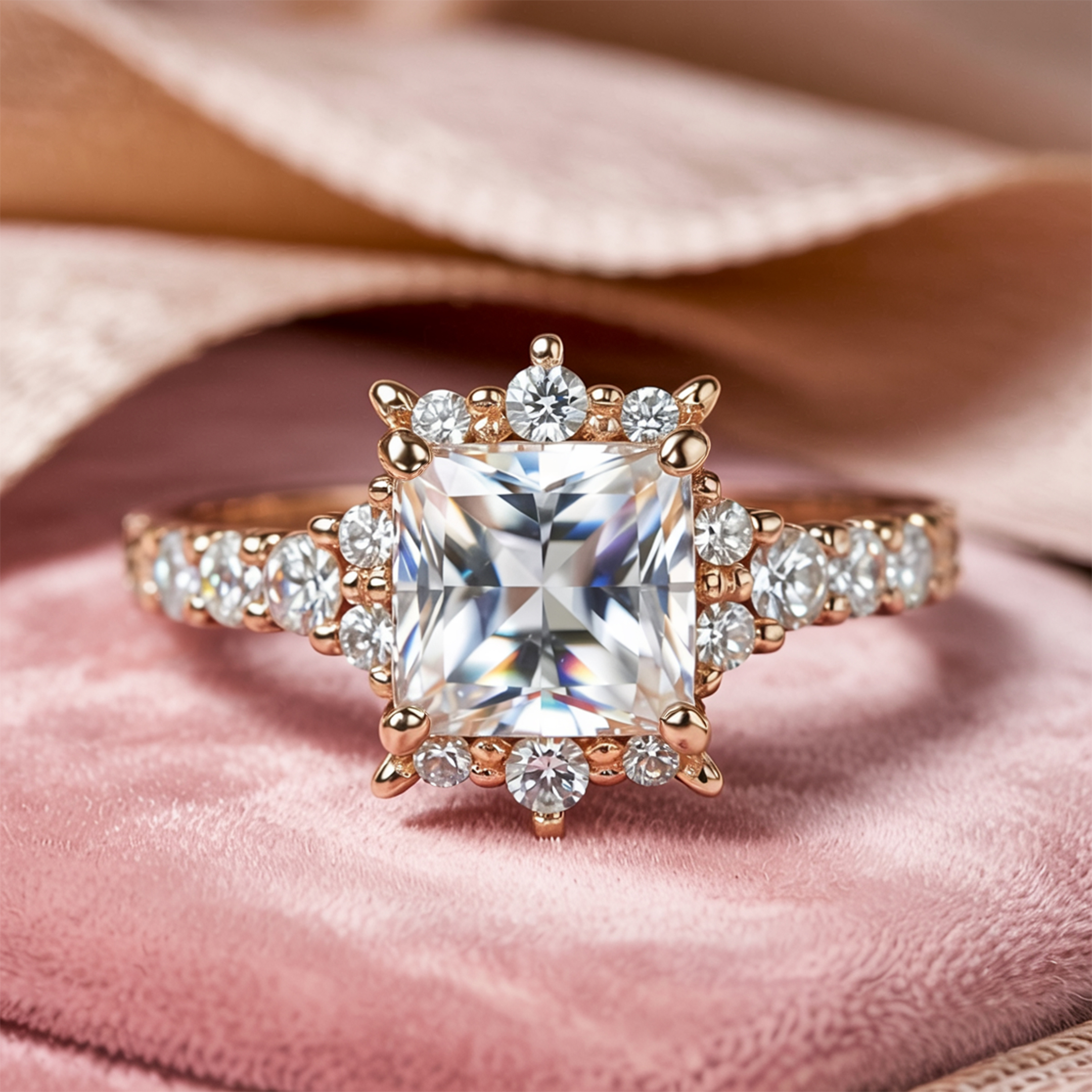 The Caterina 1CT Princess Cut White Moissanite Ring