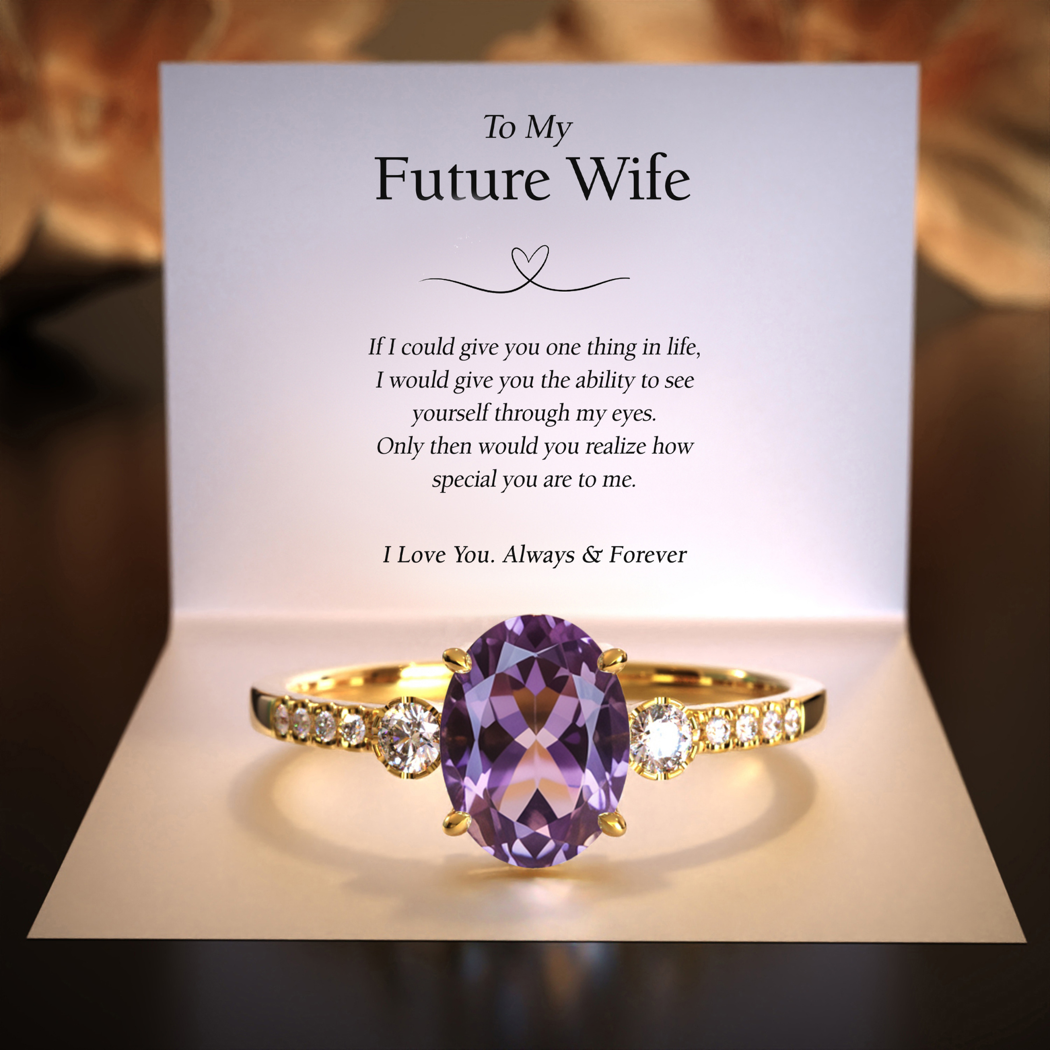 The Luna | To My Future Wife 2CT Oval Cut Purple Moissanite Ring