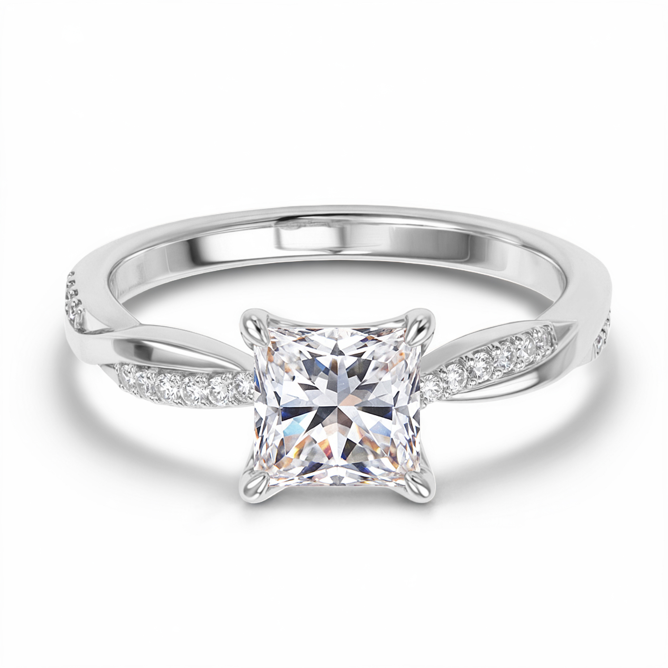 Twisted Band 1CT Princess Cut Moissanite Ring