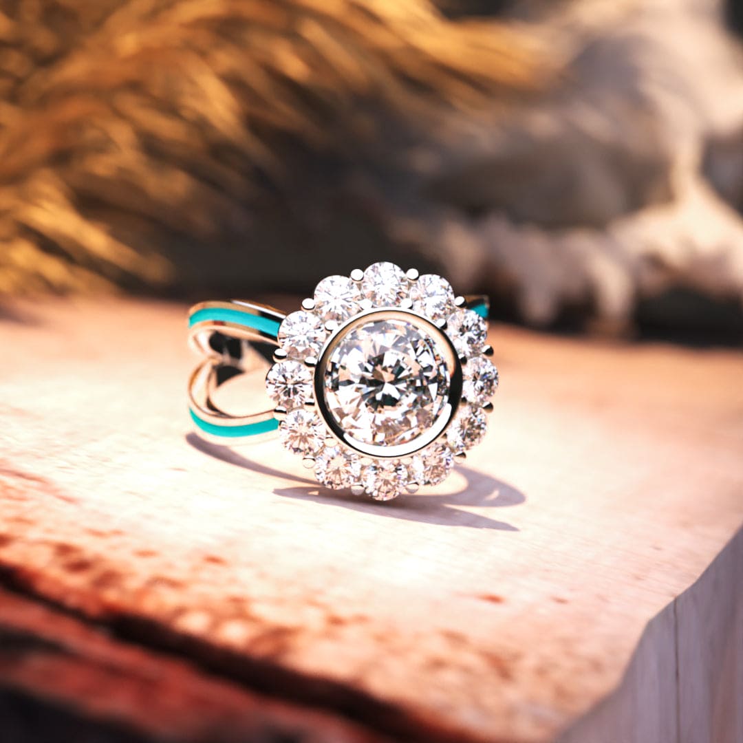 Anillo con racimo de diamantes Ocean's Bloom - Plata de ley S925