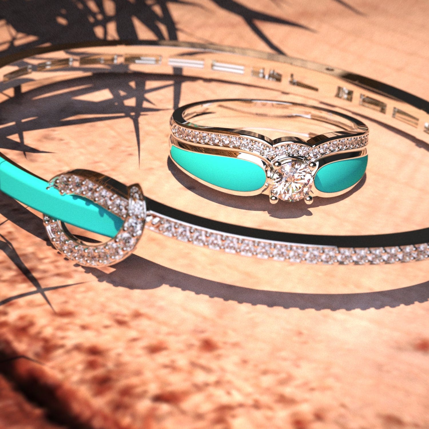 Blue Lagoon: 2 Piece Set Ring + FREE Bracelet - S925 Sterling Silver