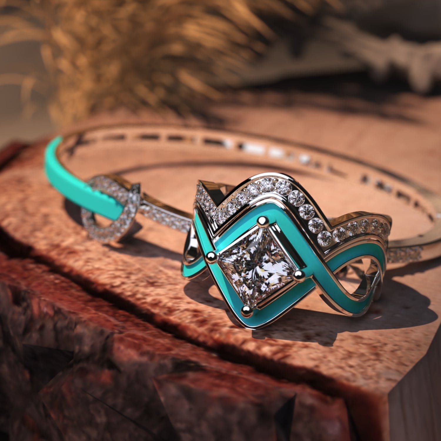 The Ocean Wave: 2-Piece Ring + FREE Bracelet - S925 Sterling Silver