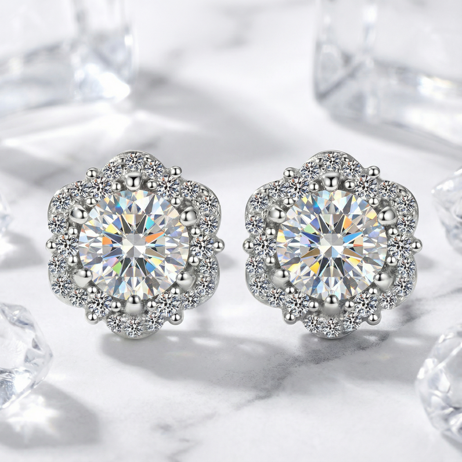 The Isolde Halo Studs - S925 Sterling Silver