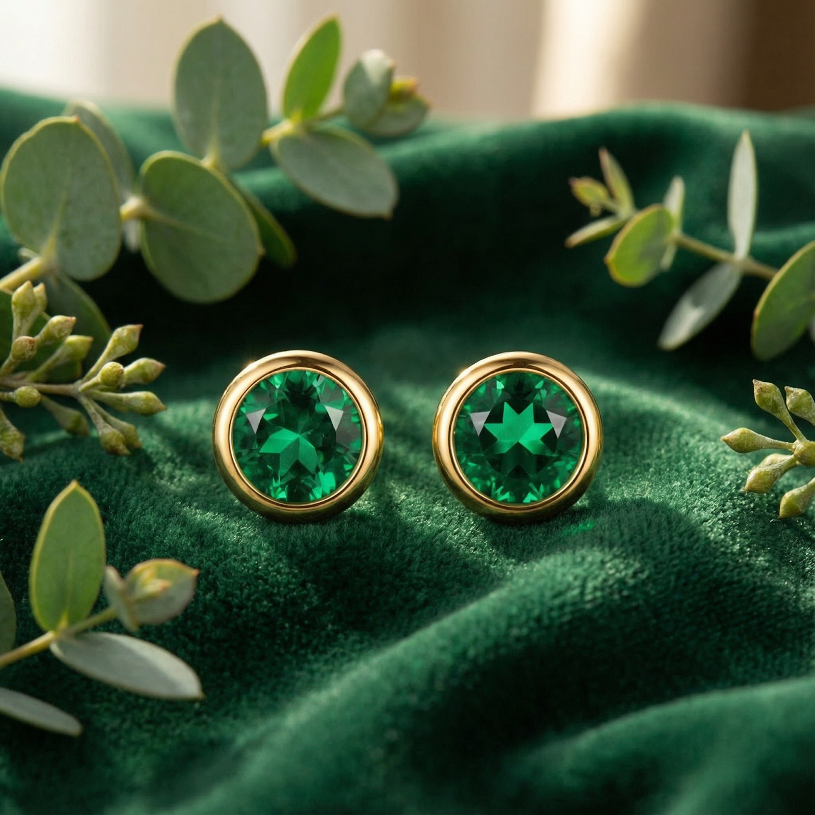 The Verdantia Bezel Studs - 18K Gold Vermeil