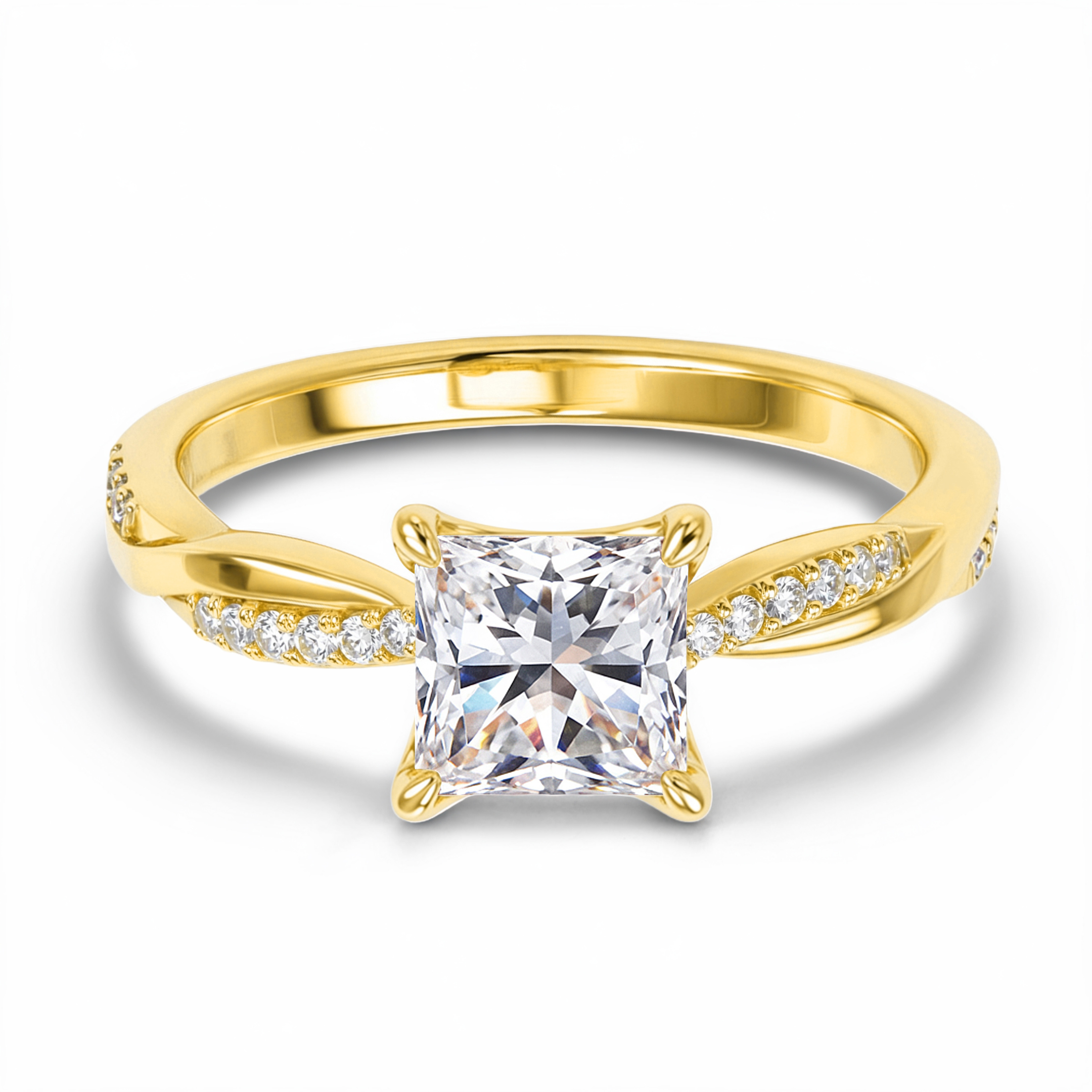Twisted Band 1CT Princess Cut Moissanite Ring