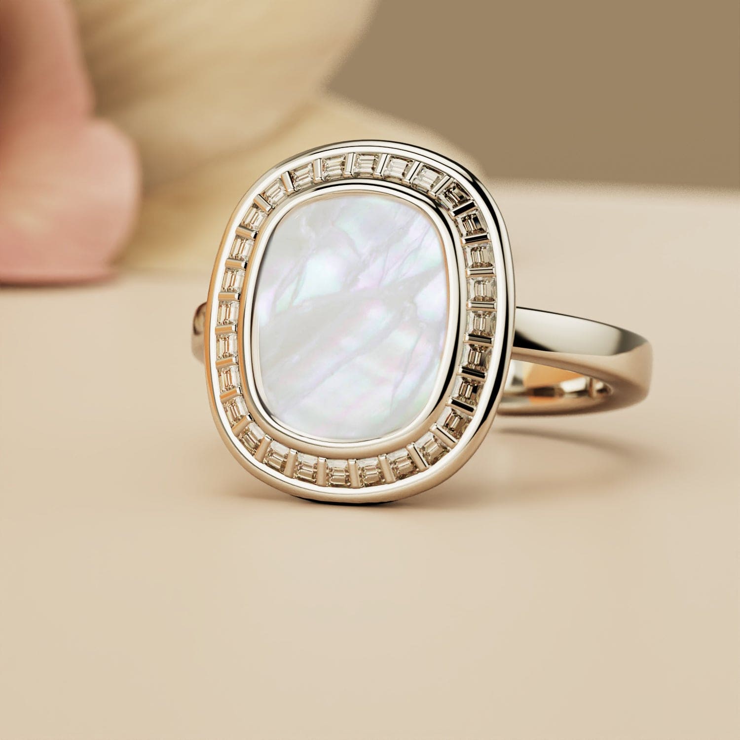 Pearlescent Dream: Mother of Pearl Gemstone Silver Ring