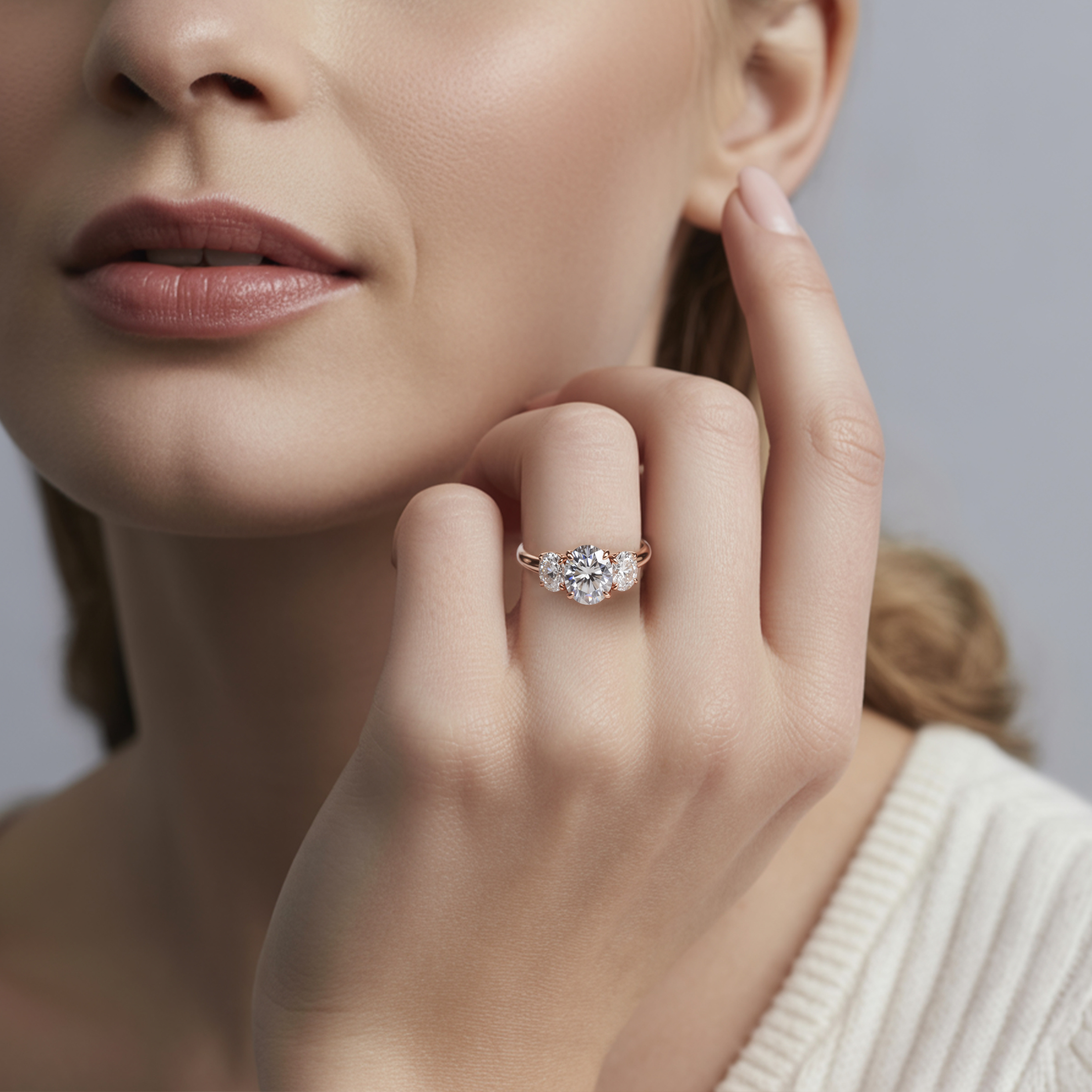 The Luna - Three Stone Moissanite Ring