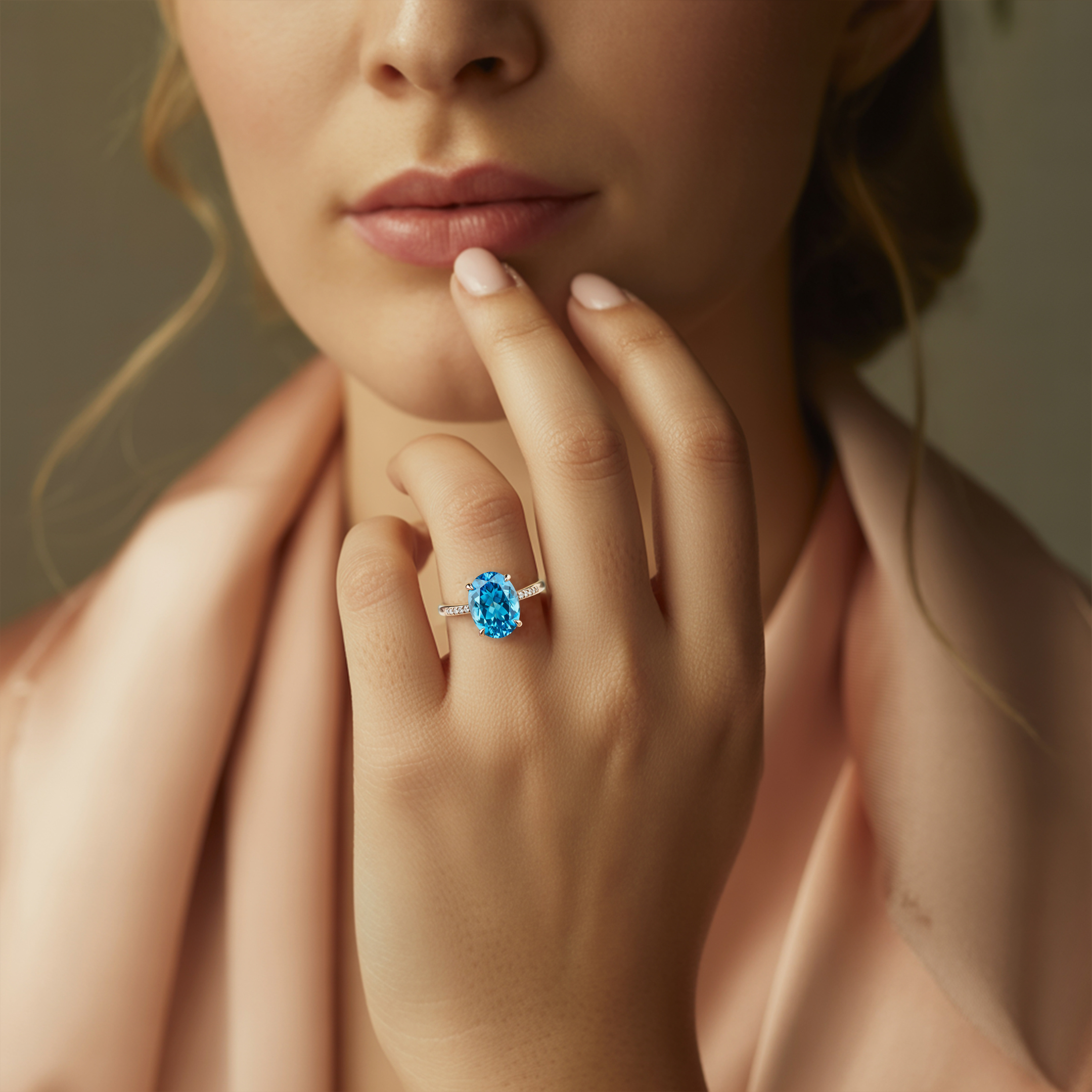 The Opaline - Blue Moissanite Ring