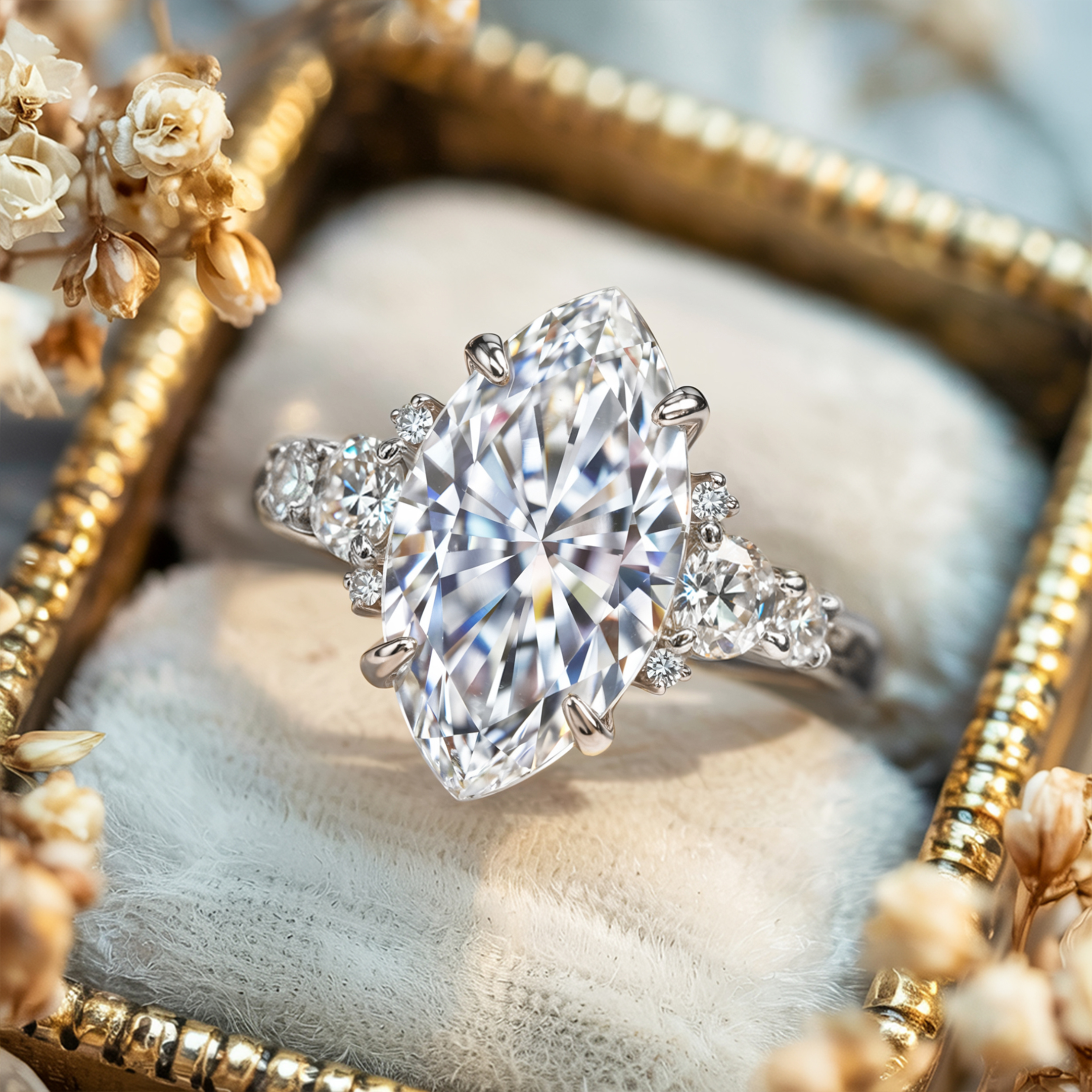 The Bella Jewel Marquise Cut Moissanite Ring
