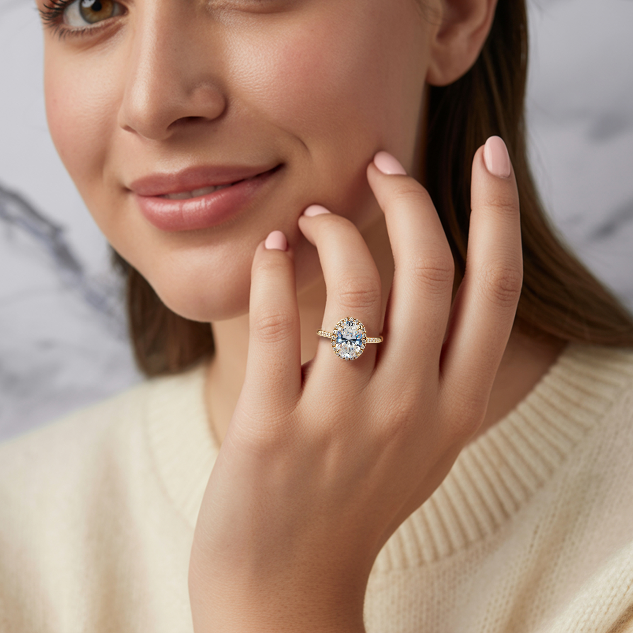 The Opaline - Halo Moissanite Ring
