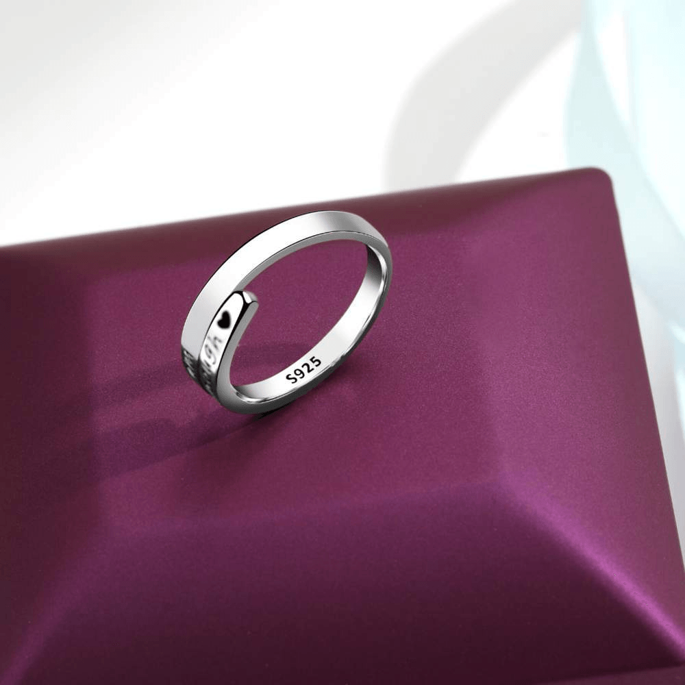Adjustable | 925 Sterling Silver | 'I Am Enough' Ring-Awareness Avenue™-Awareness,best-seller,enough,gift: All,gift: Inspirational,IAmEnough,jewellery,Jewelry,Ring,ring: All,ring: Inspirational,Semicolon,Silver
