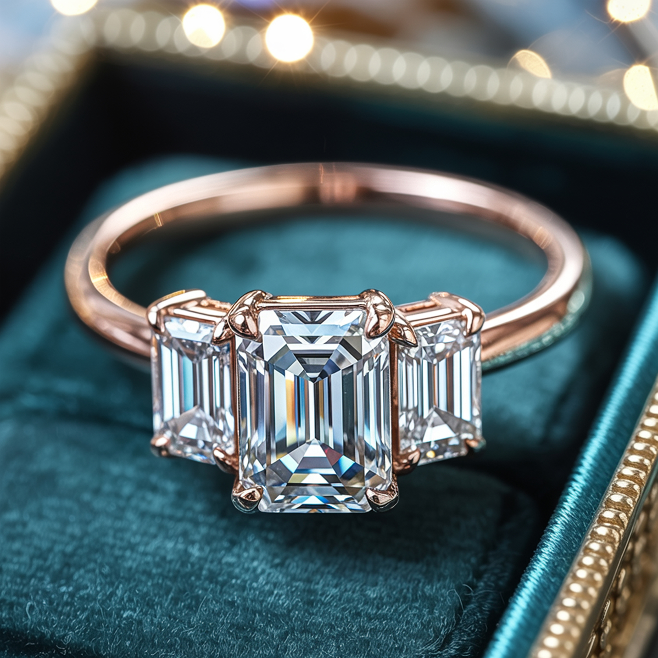 The Adelina Rae – Three-Stone Moissanite Ring