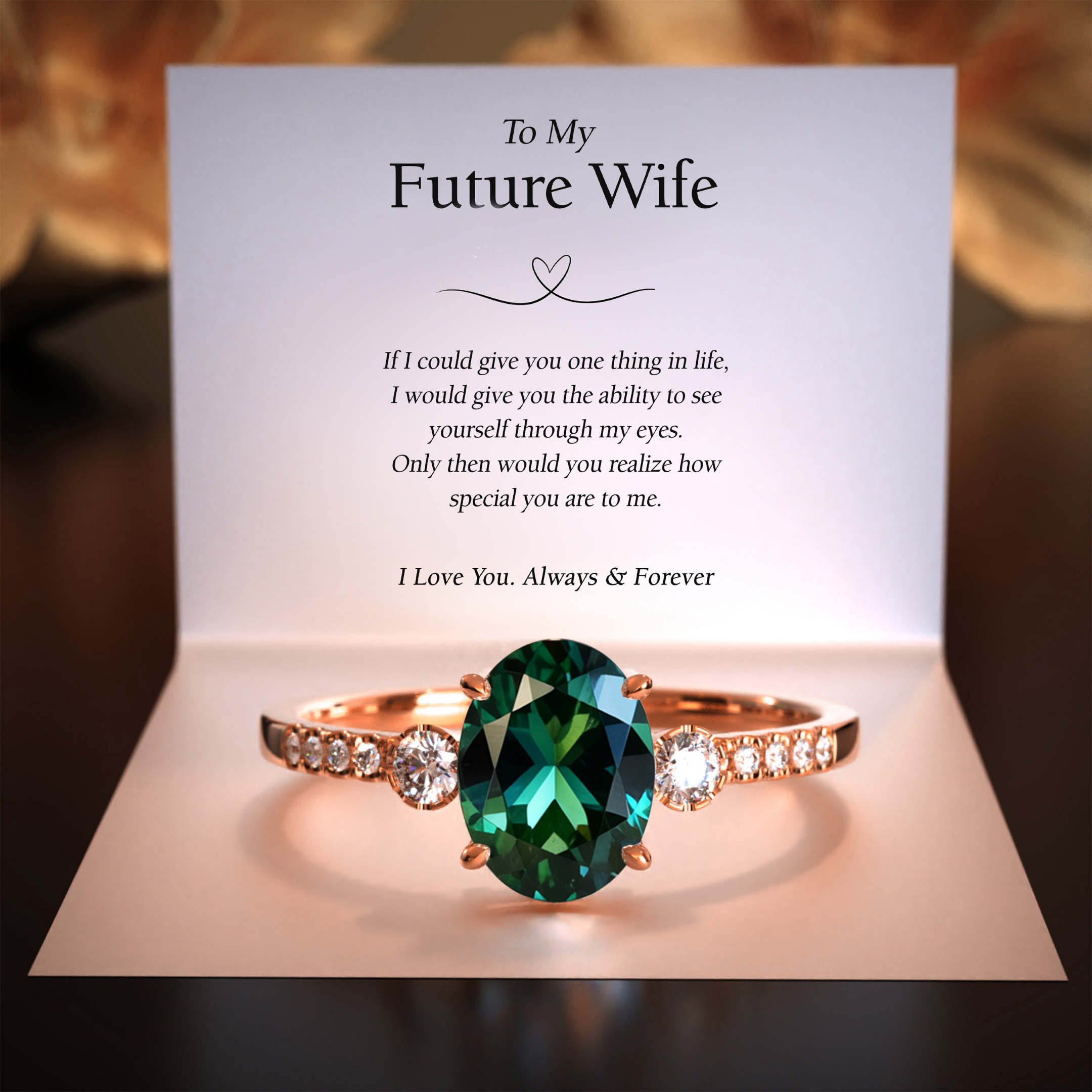 The Luna | To My Future Wife | 2CT Oval Cut Green Moissanite Ring