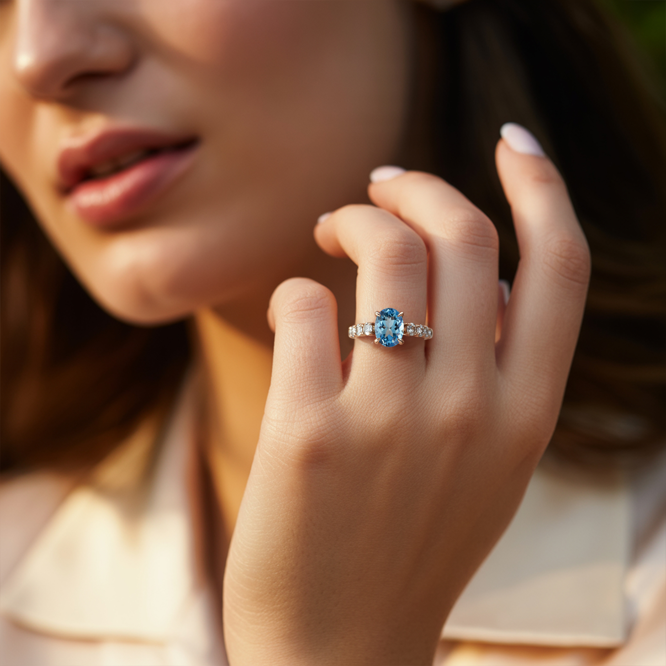 The Celestine - Blue Moissanite Ring