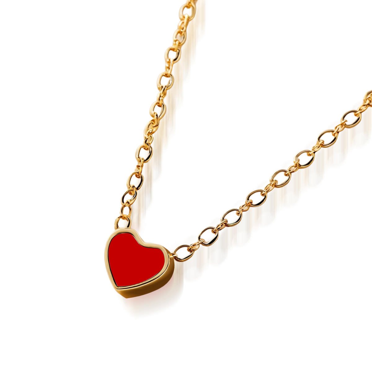 Red Heart Necklace | Hypoallergenic 18K Gold Chain Pendant