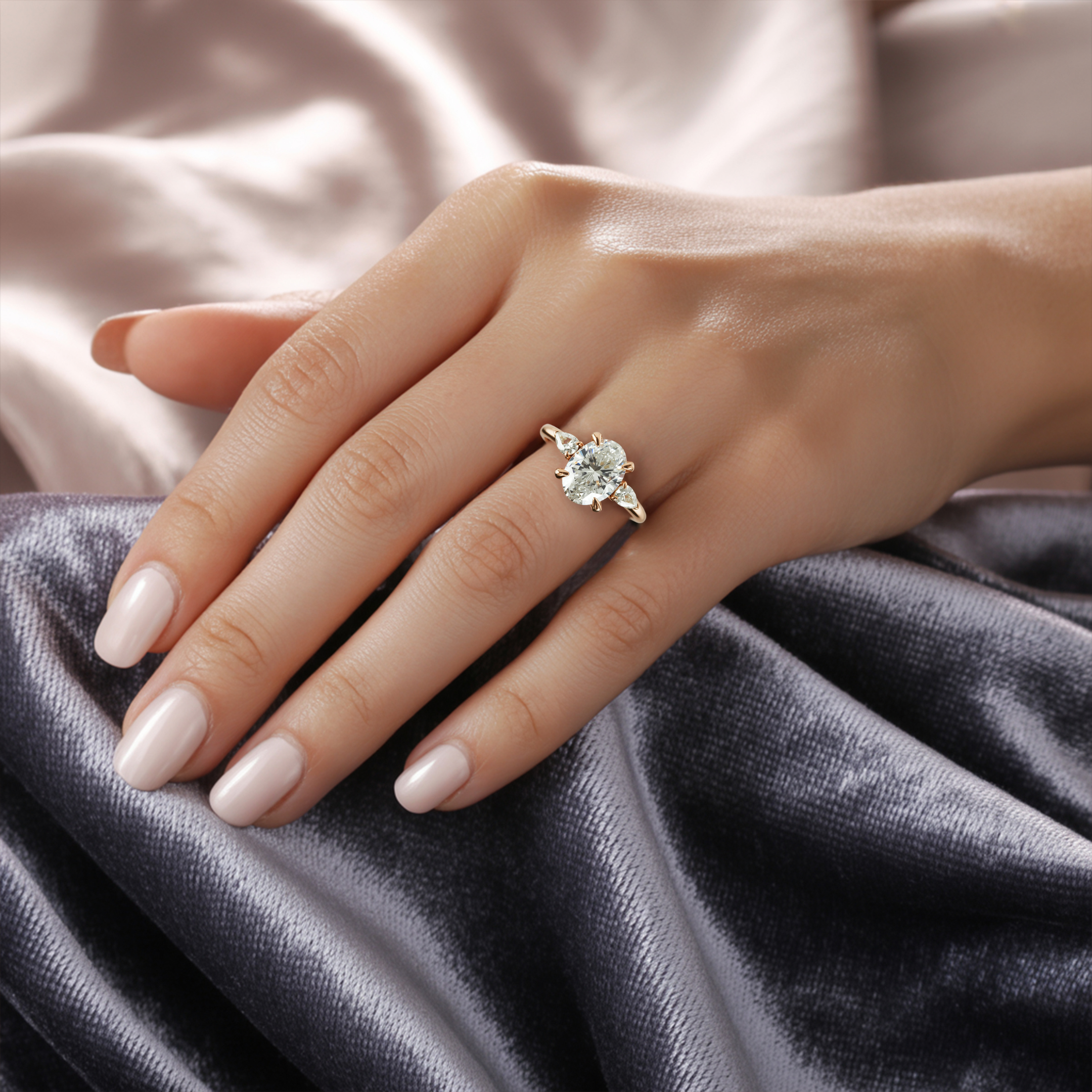 The Celestine - Three Stone Moissanite Ring