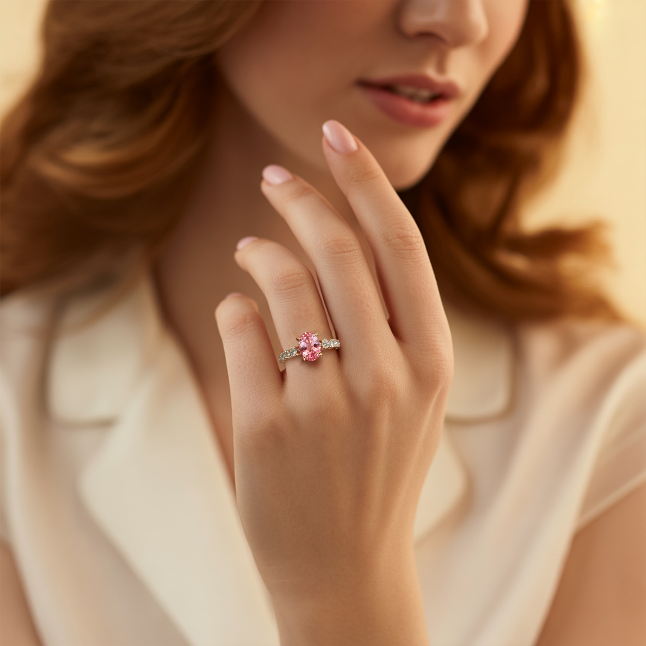 The Celestine - Pink Moissanite Ring