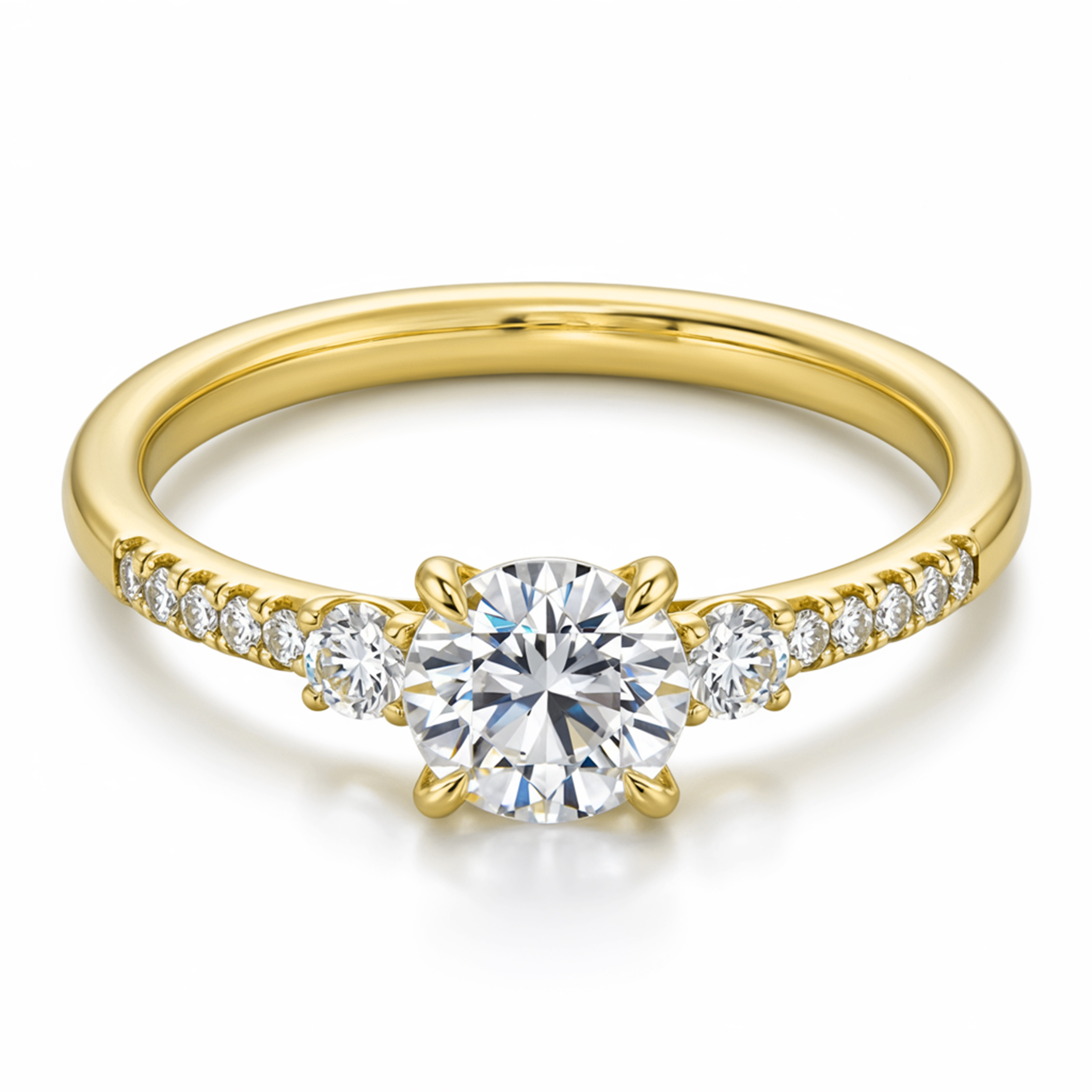 1CT Round cut Three-Stone Moissanite Ring