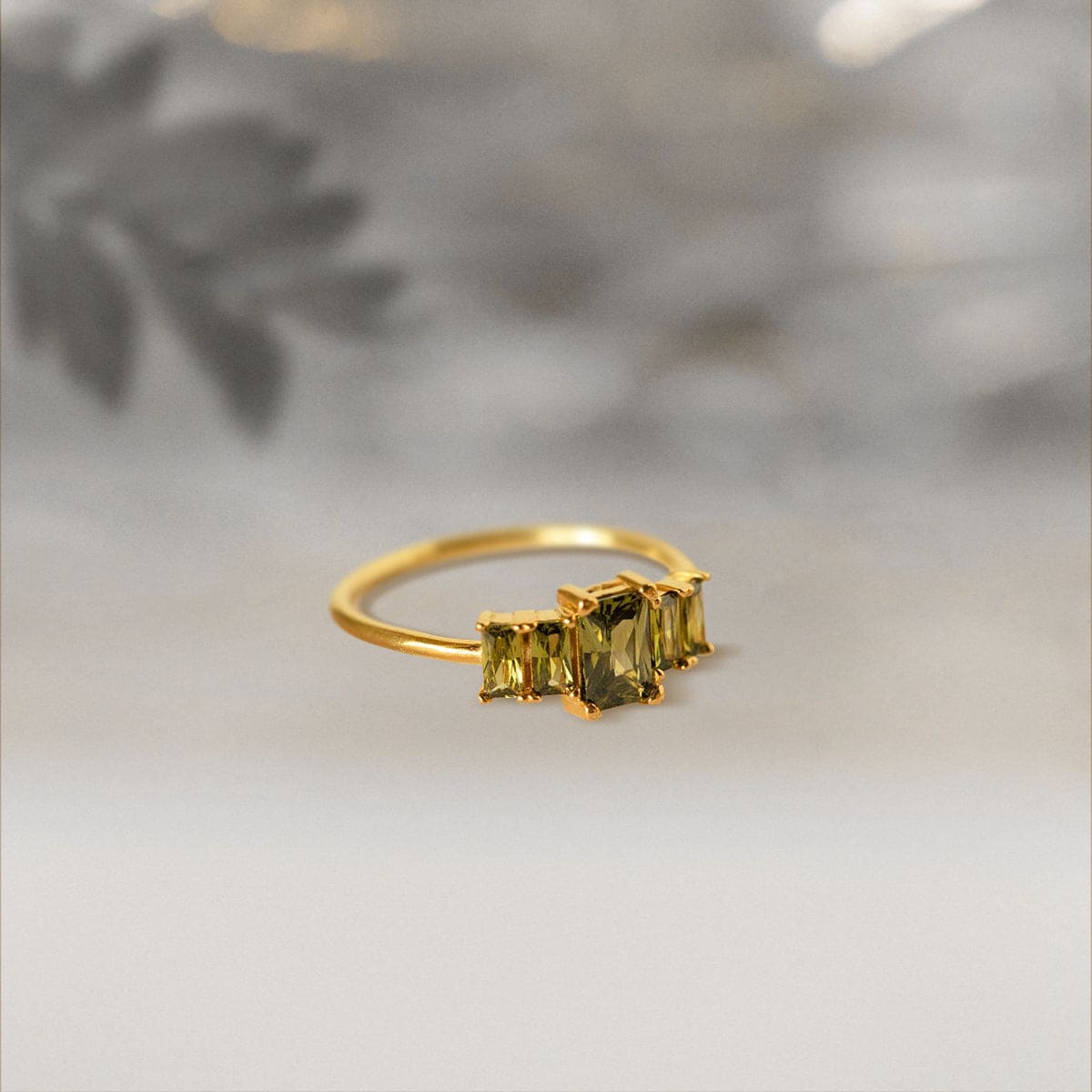 Personalized Emerald Cut Birthstone Ring - Stainless Steel