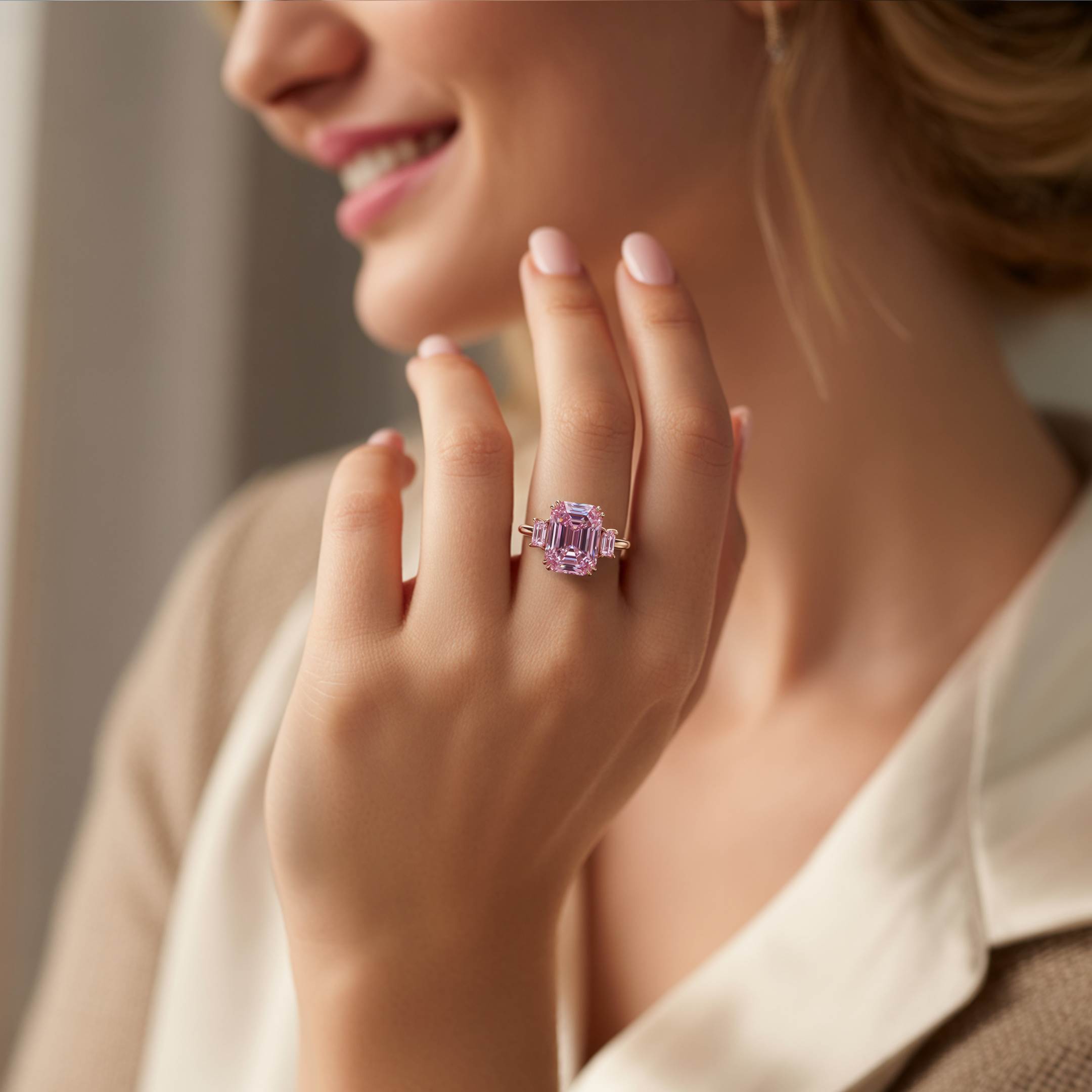 The Camilla - Three Stone Moissanite Ring