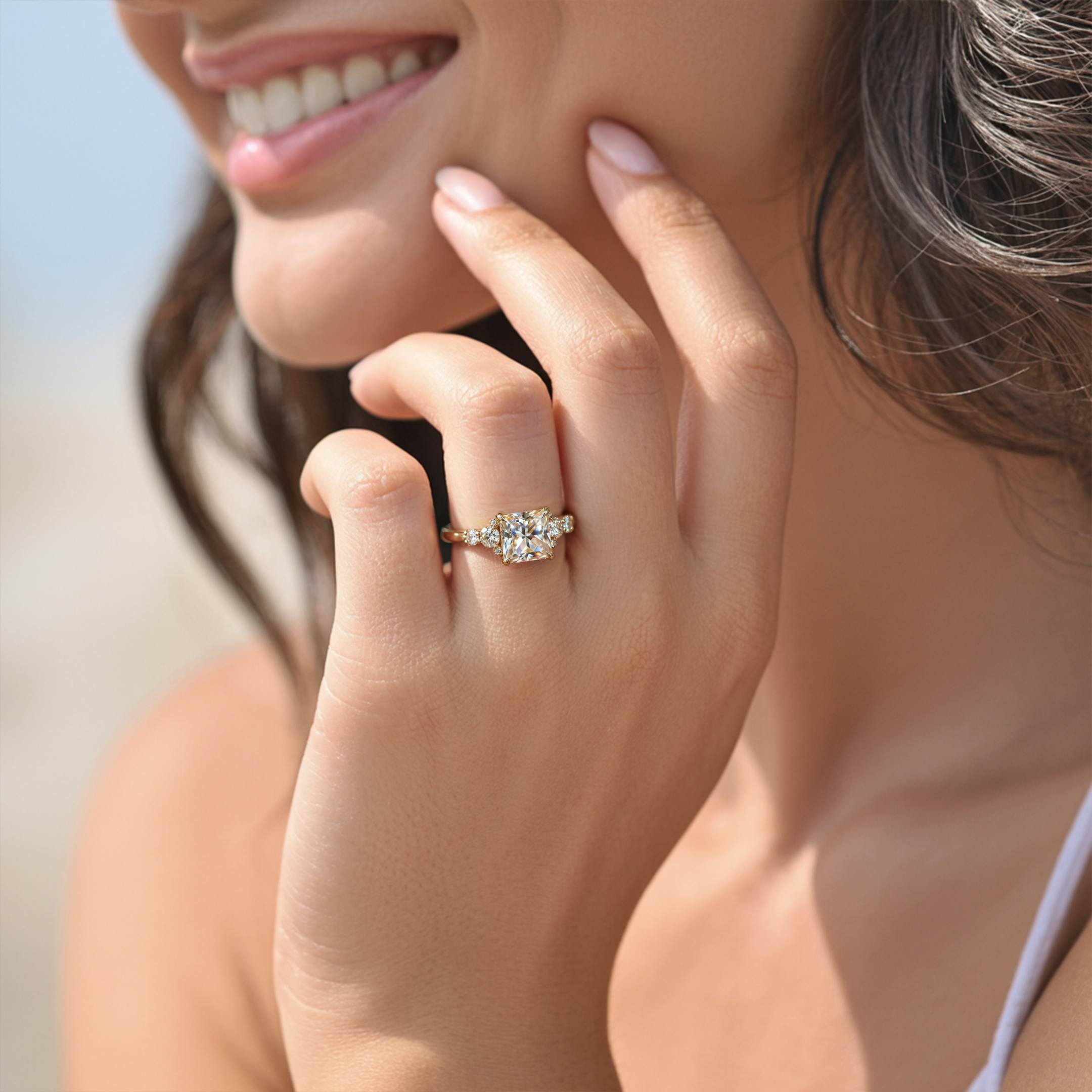 The Bella Jewel Princess Cut Moissanite Ring