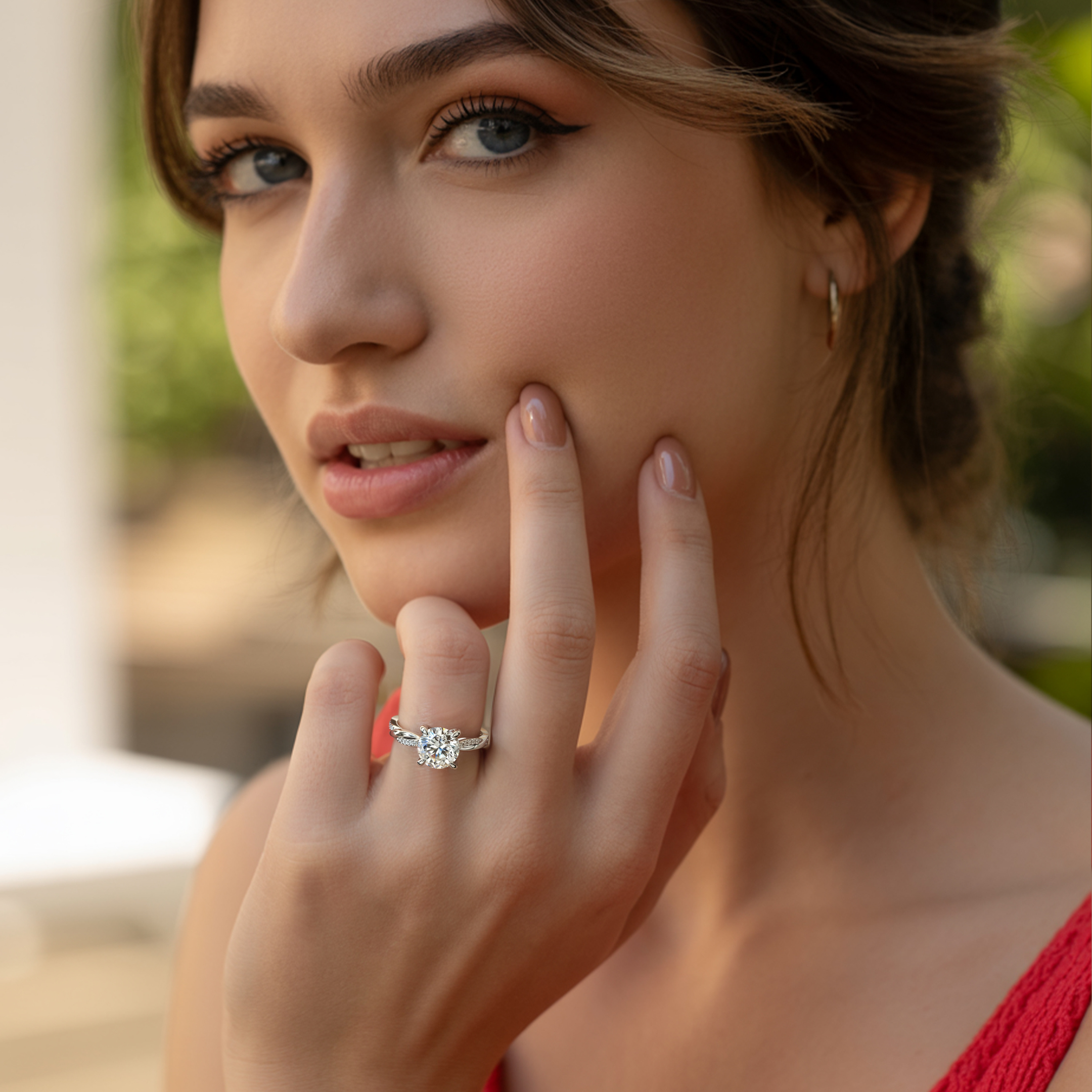 Twisted Band 3CT Round Cut Moissanite Ring