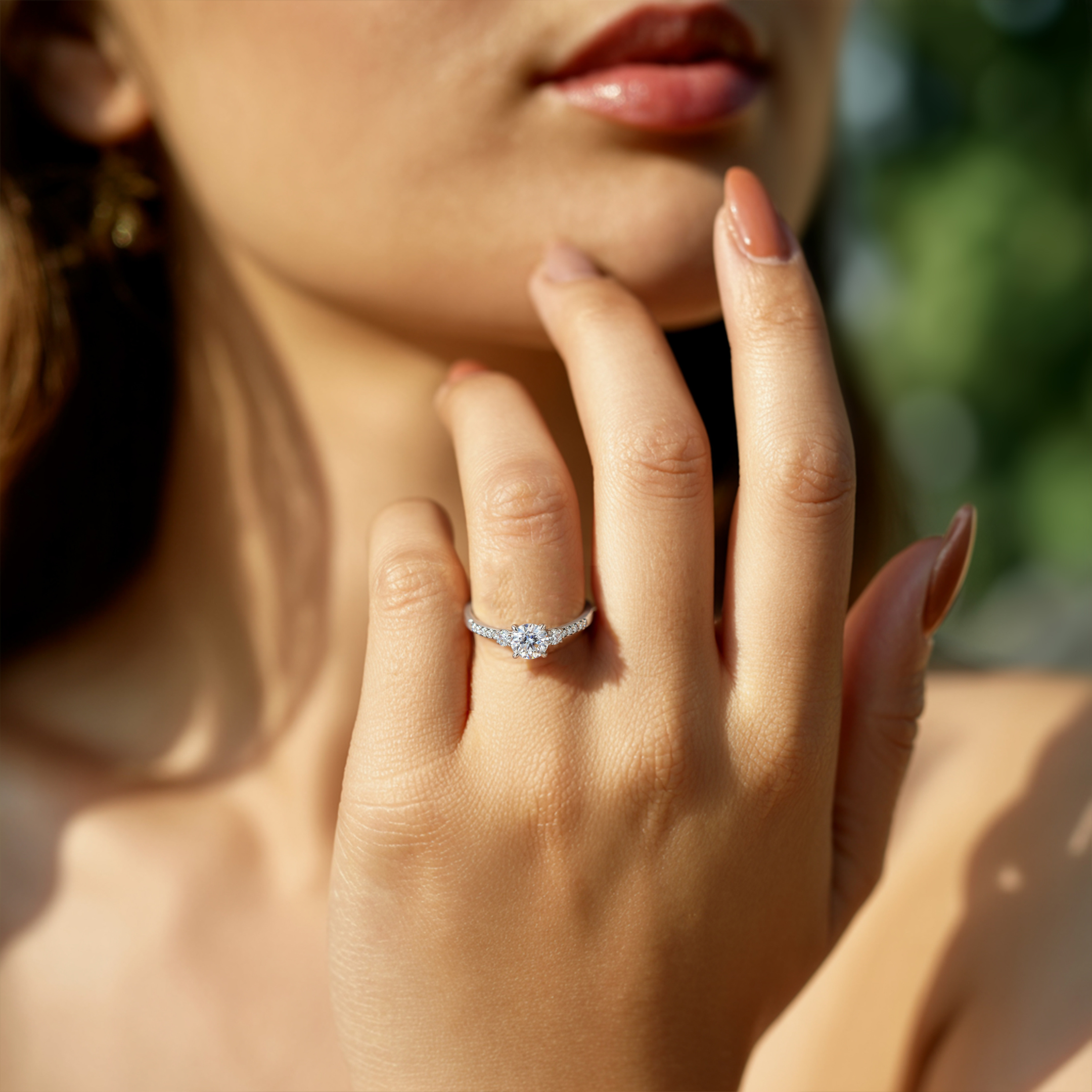 1CT Round cut Three-Stone Moissanite Ring