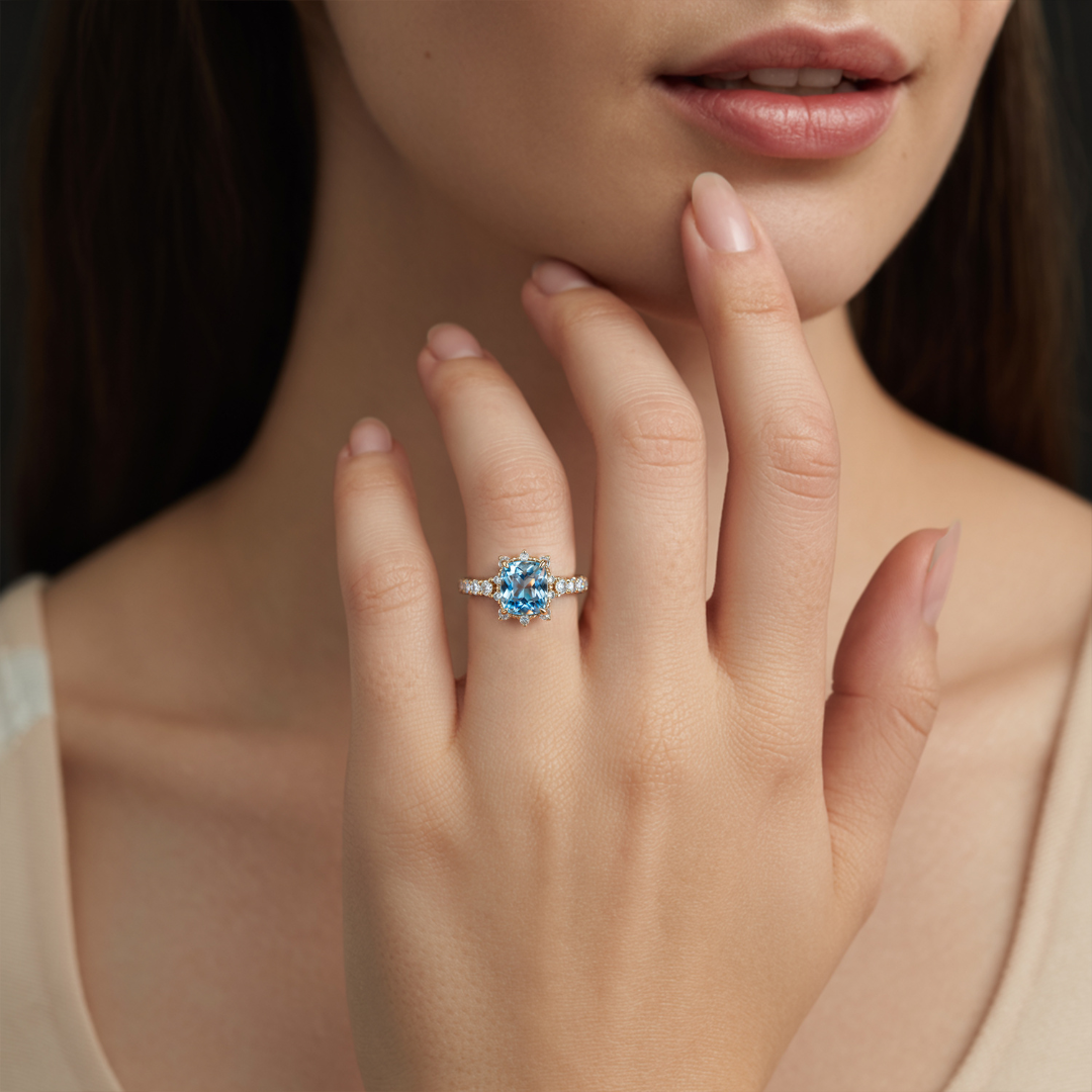 The Caterina Cushion Cut Moissanite Ring