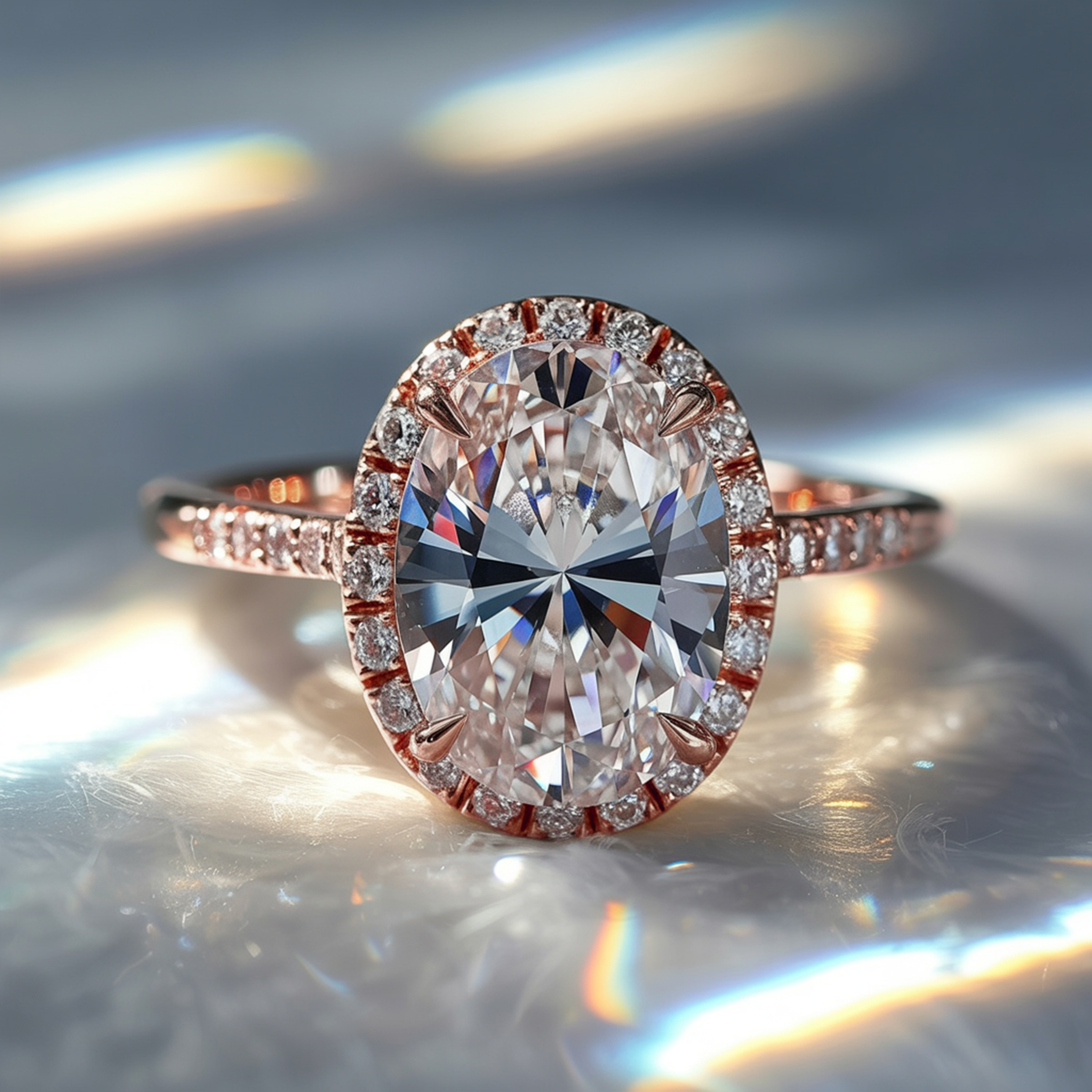 The Opaline - Halo Moissanite Ring