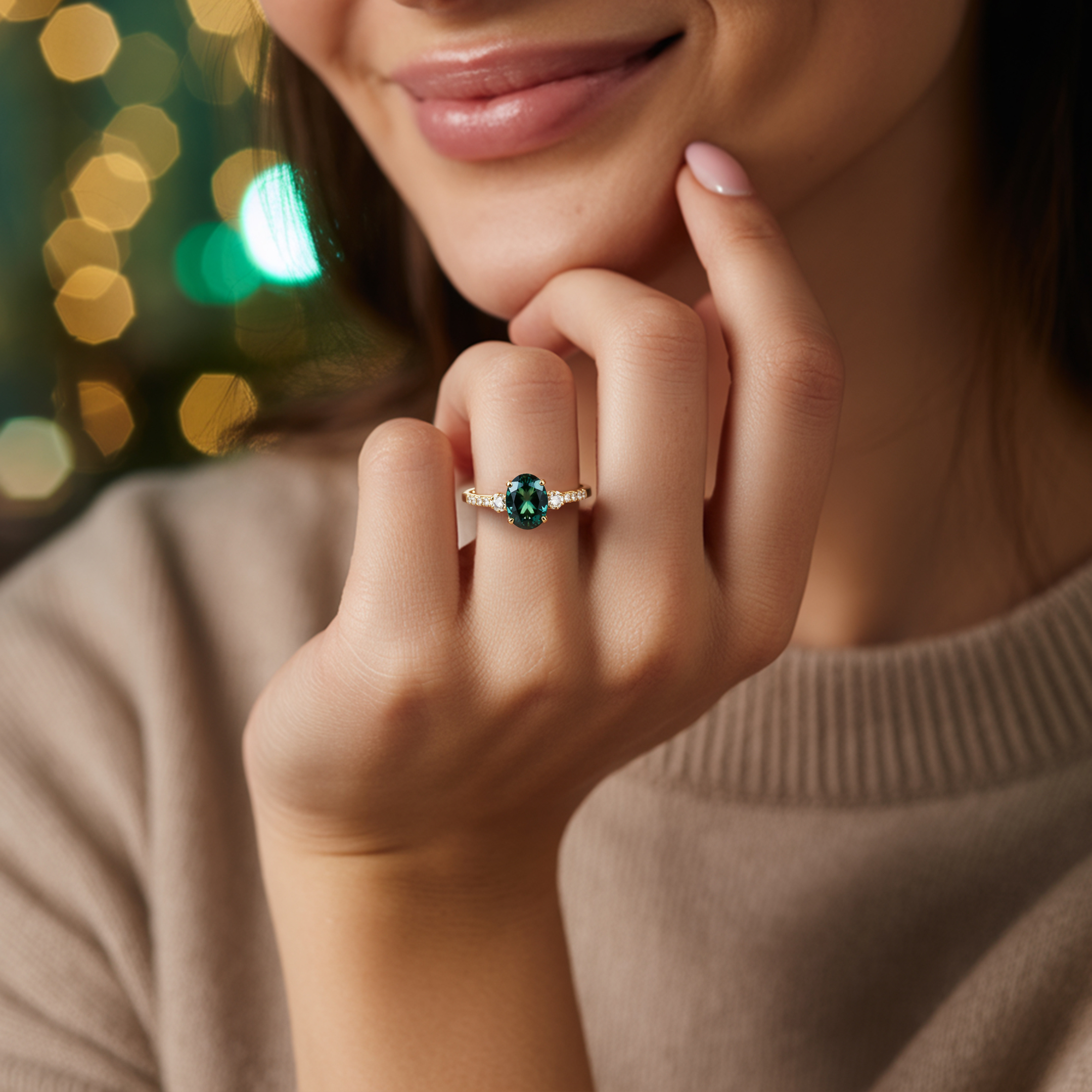 The Luna | To My Future Wife | 2CT Oval Cut Green Moissanite Ring