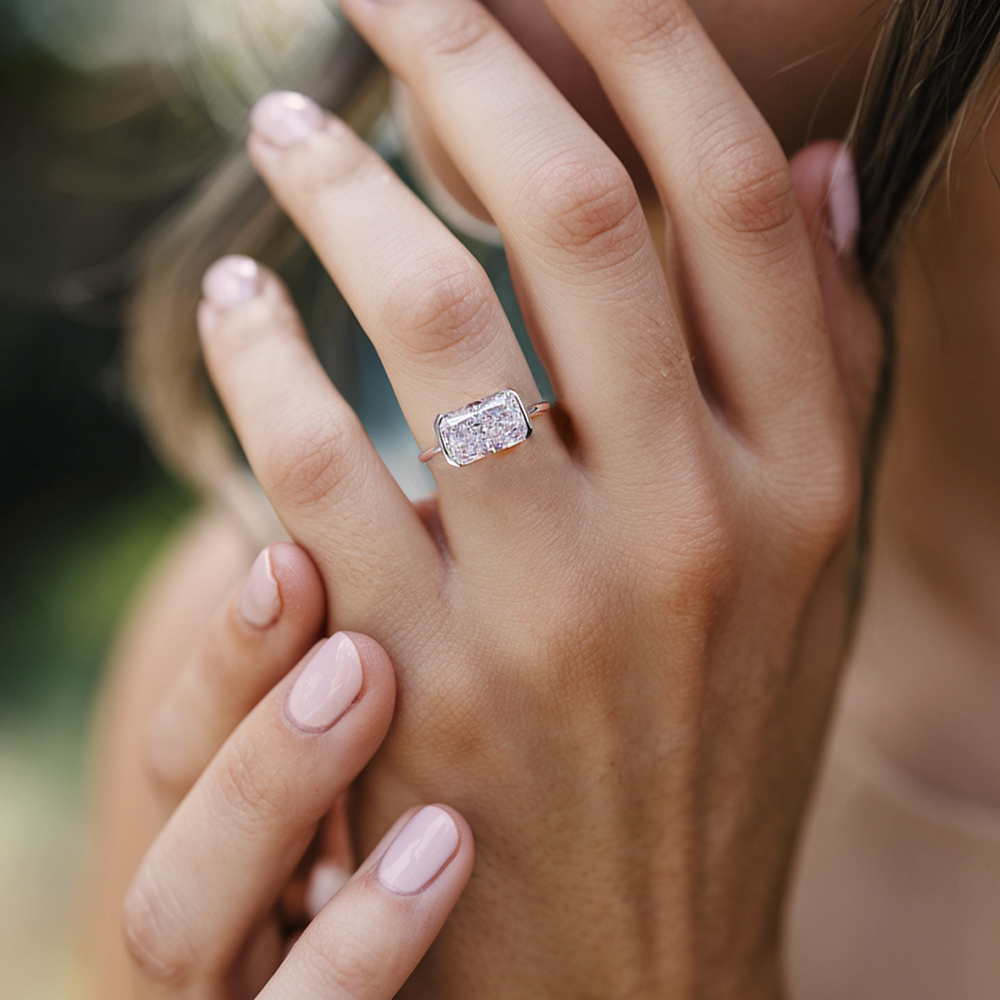 4CT Bezel Set Radiant Cut Lab Diamond Ring