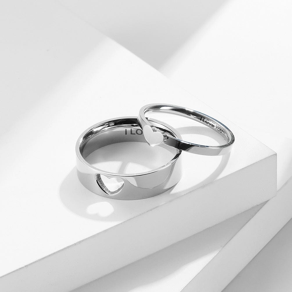 Personalized Matching Heart Layering Couple Ring Set – Awareness