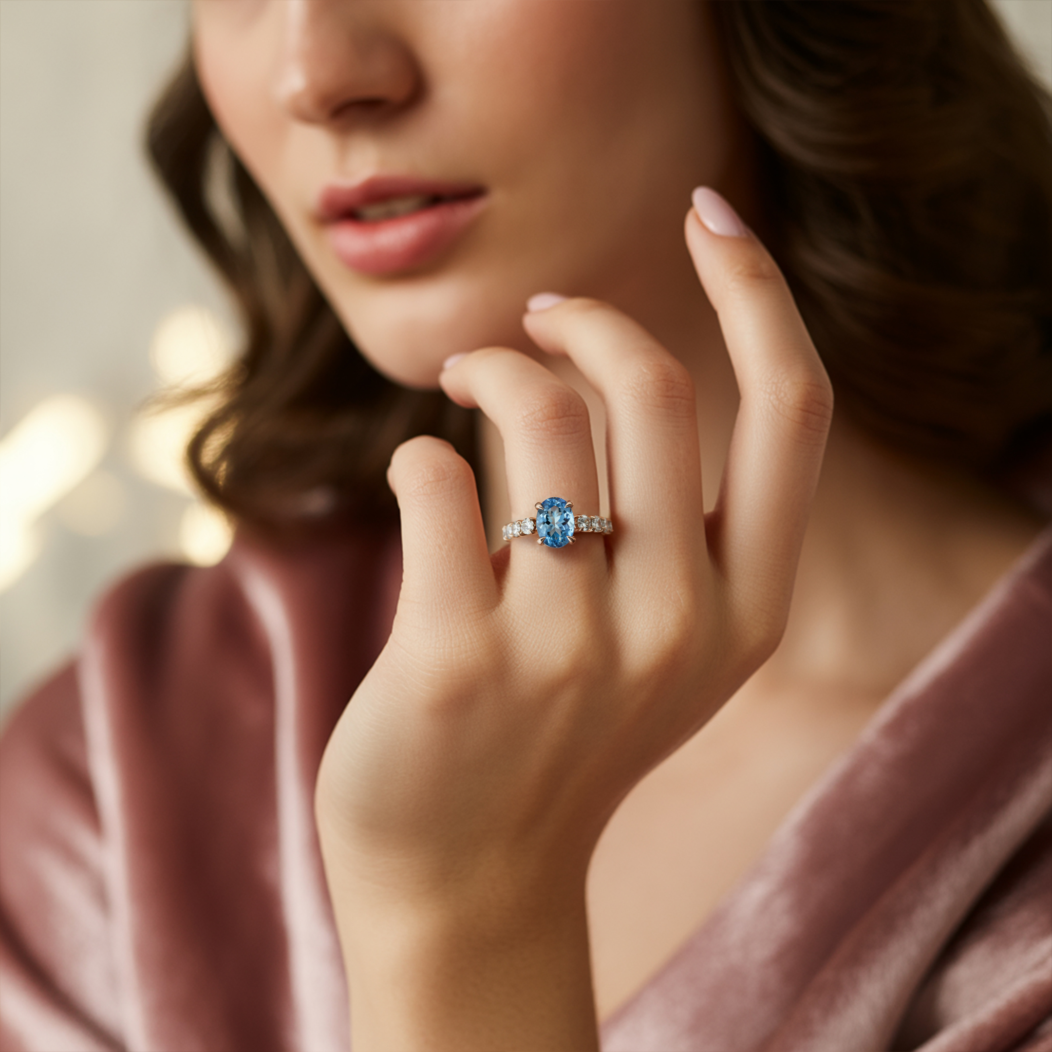 The Celestine - Blue Moissanite Ring