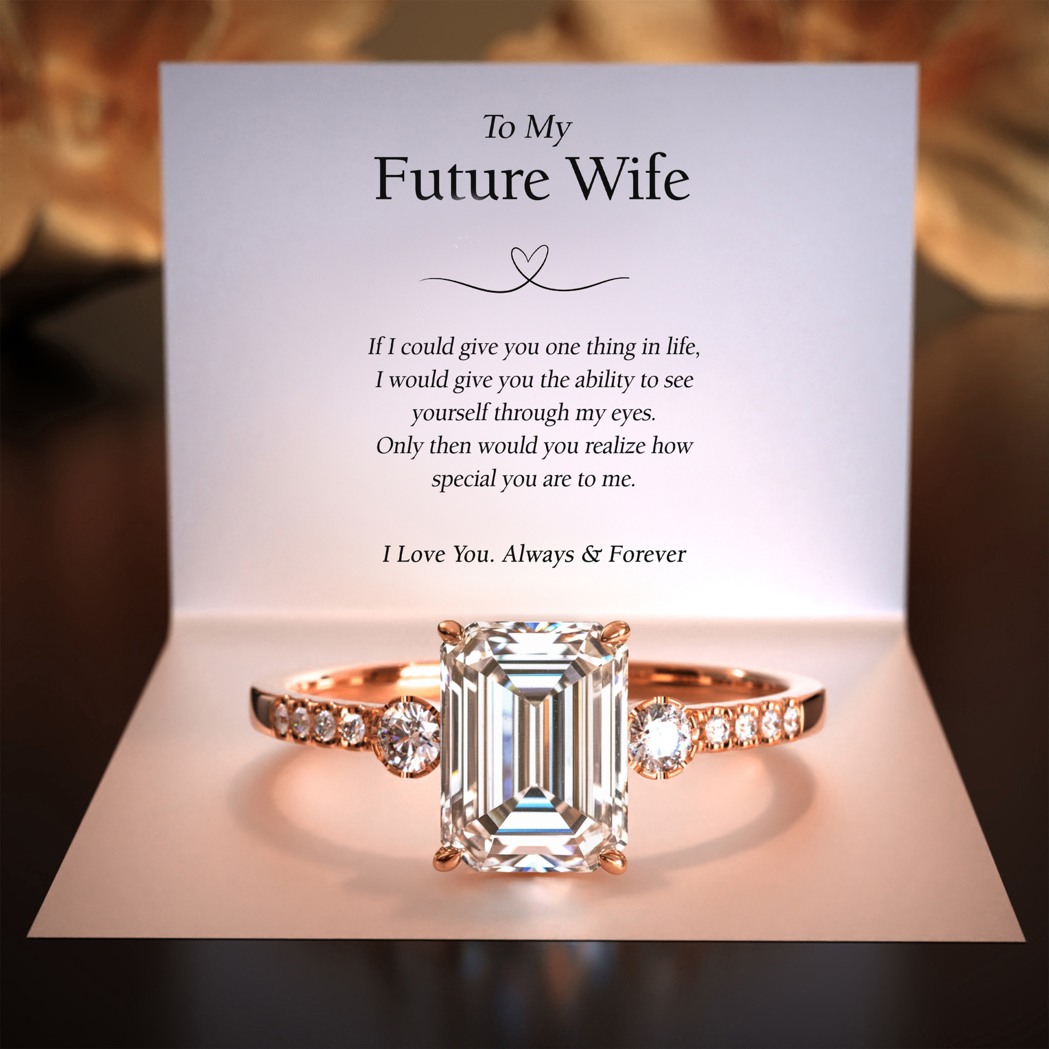 The Luna | To My Future Wife — Emerald Cut Moissanite Ring