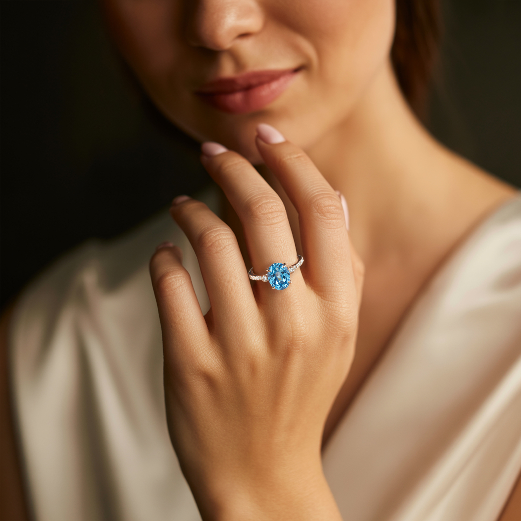 The Luna - Blue Moissanite Ring