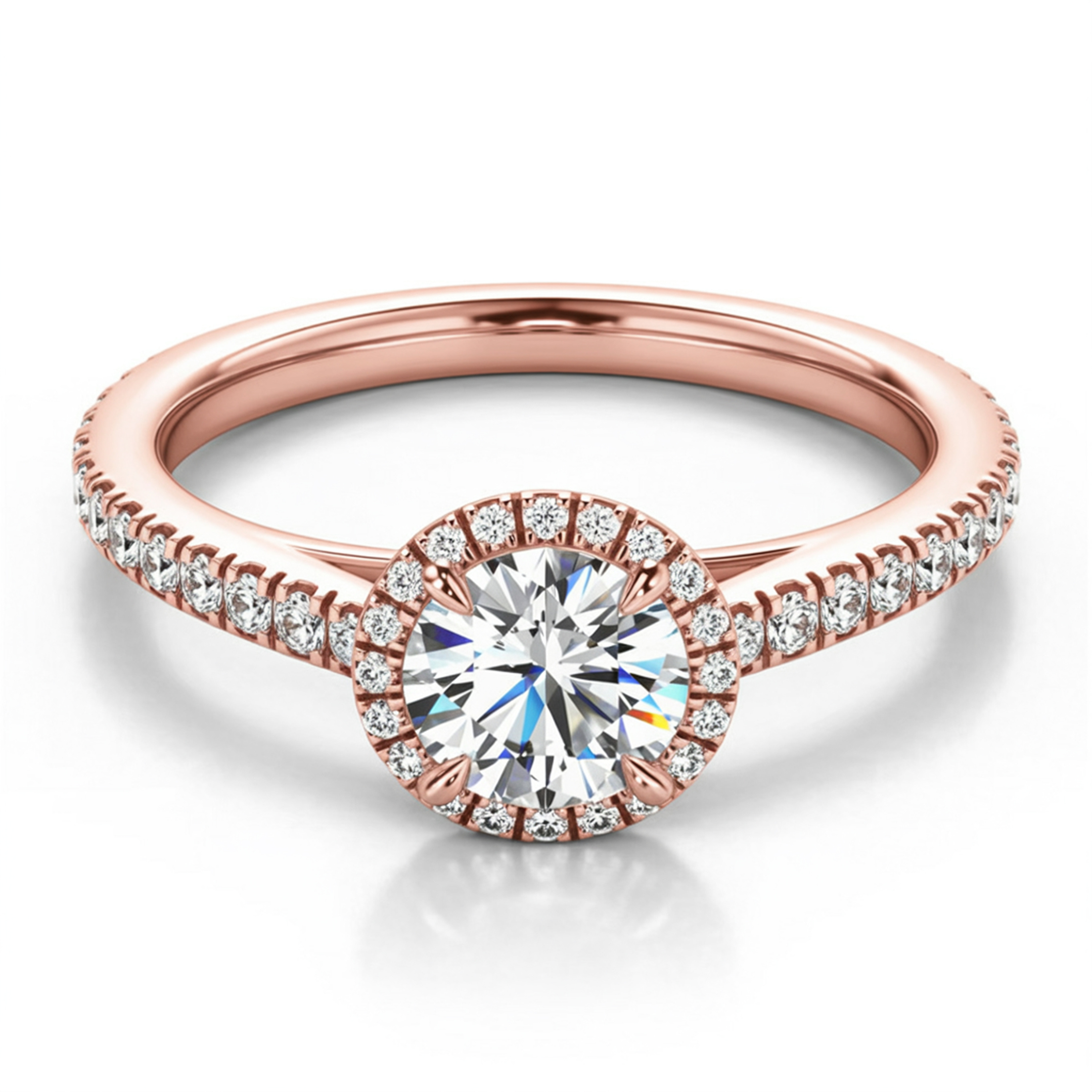 1CT Round Cut Halo Eternity Moissanite Ring
