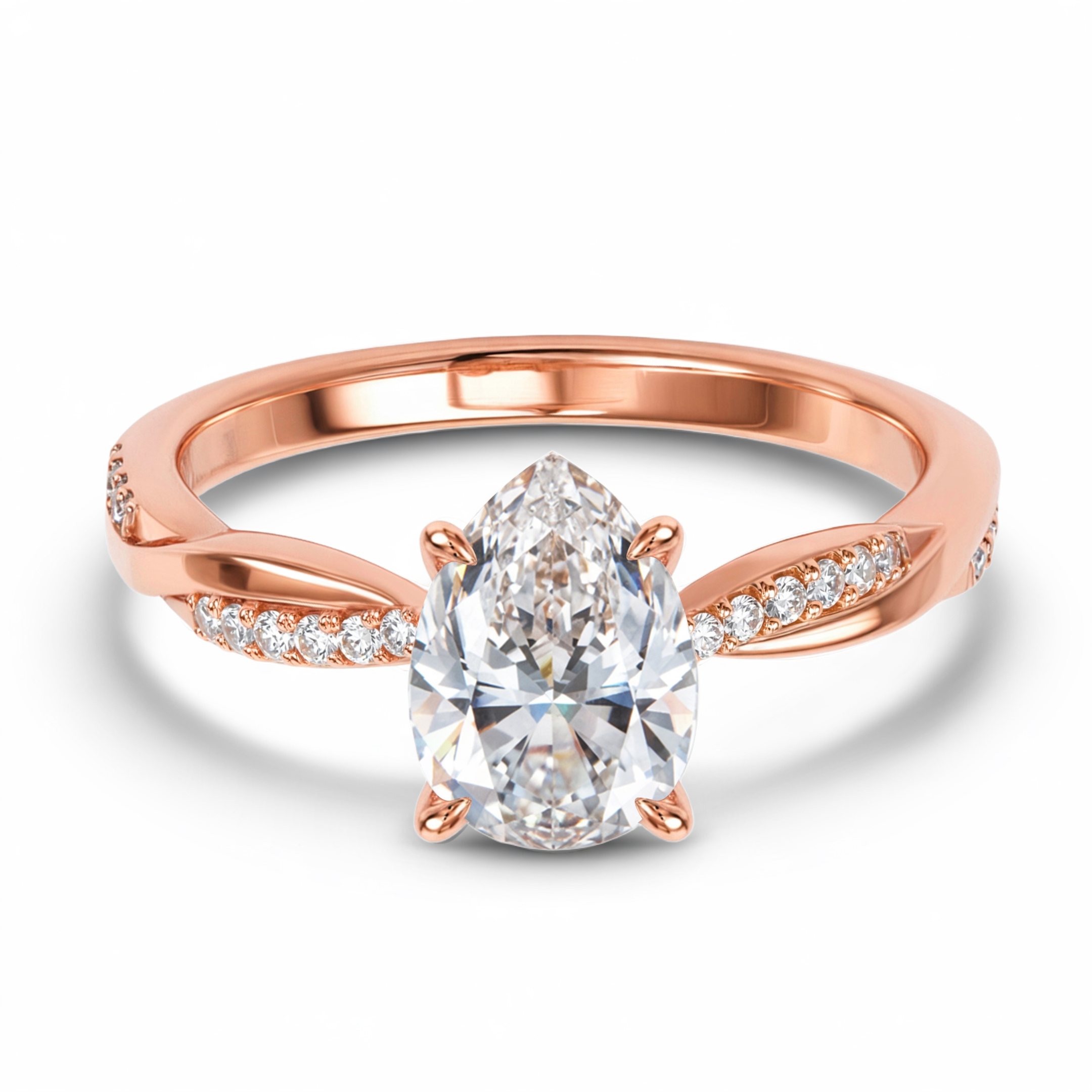 Twisted Band 1CT Pear Cut Moissanite Ring